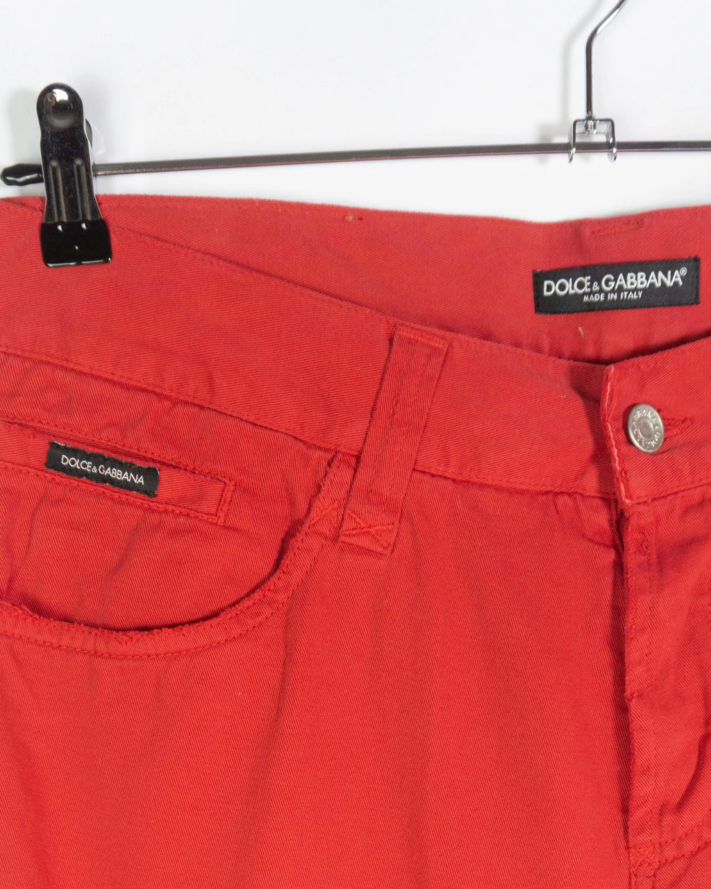 Pantalon Dolce Gabbana Rojo Algodon 00s — Talla 48