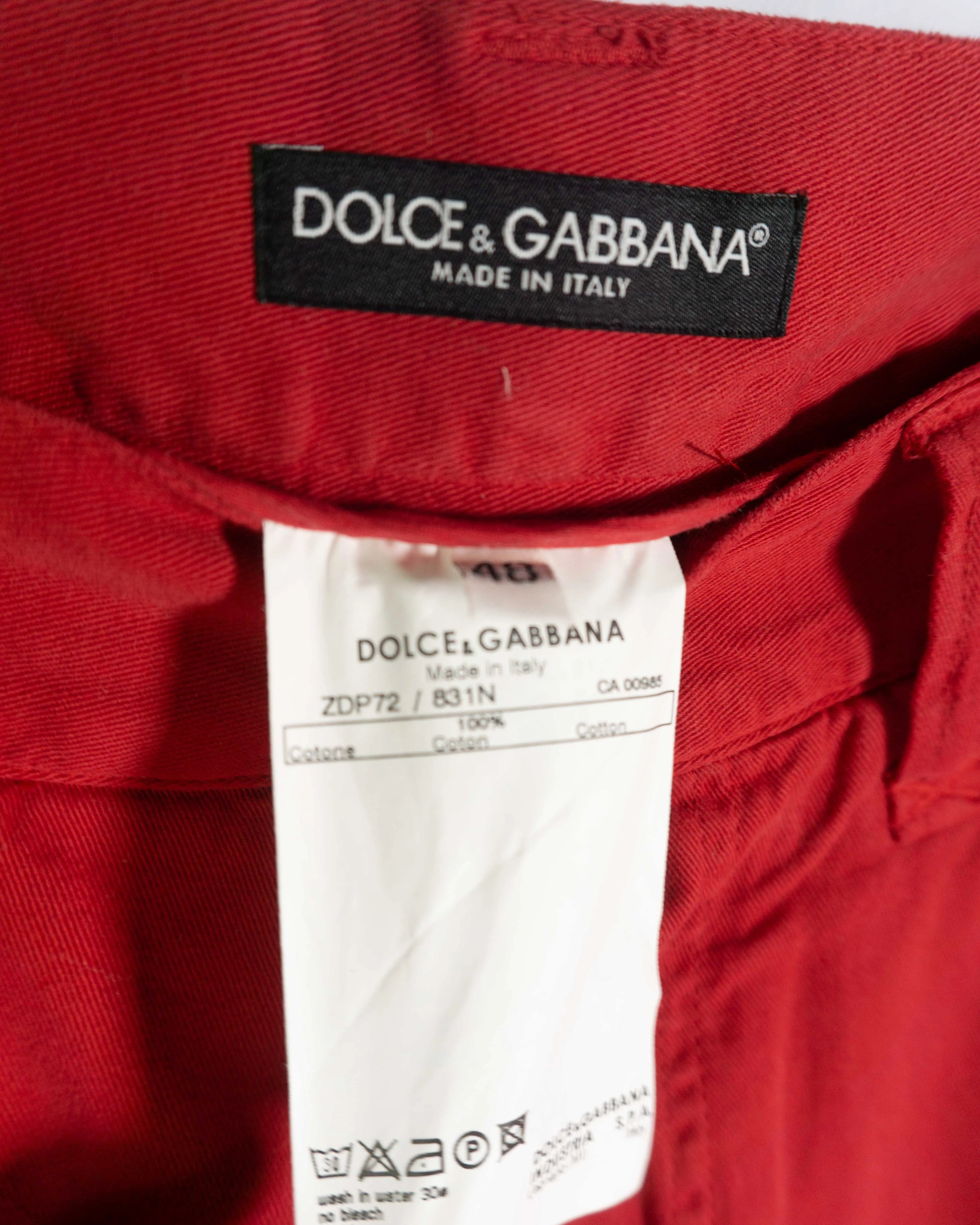 Pantalon Dolce Gabbana Rojo Algodon 00s — Talla 48