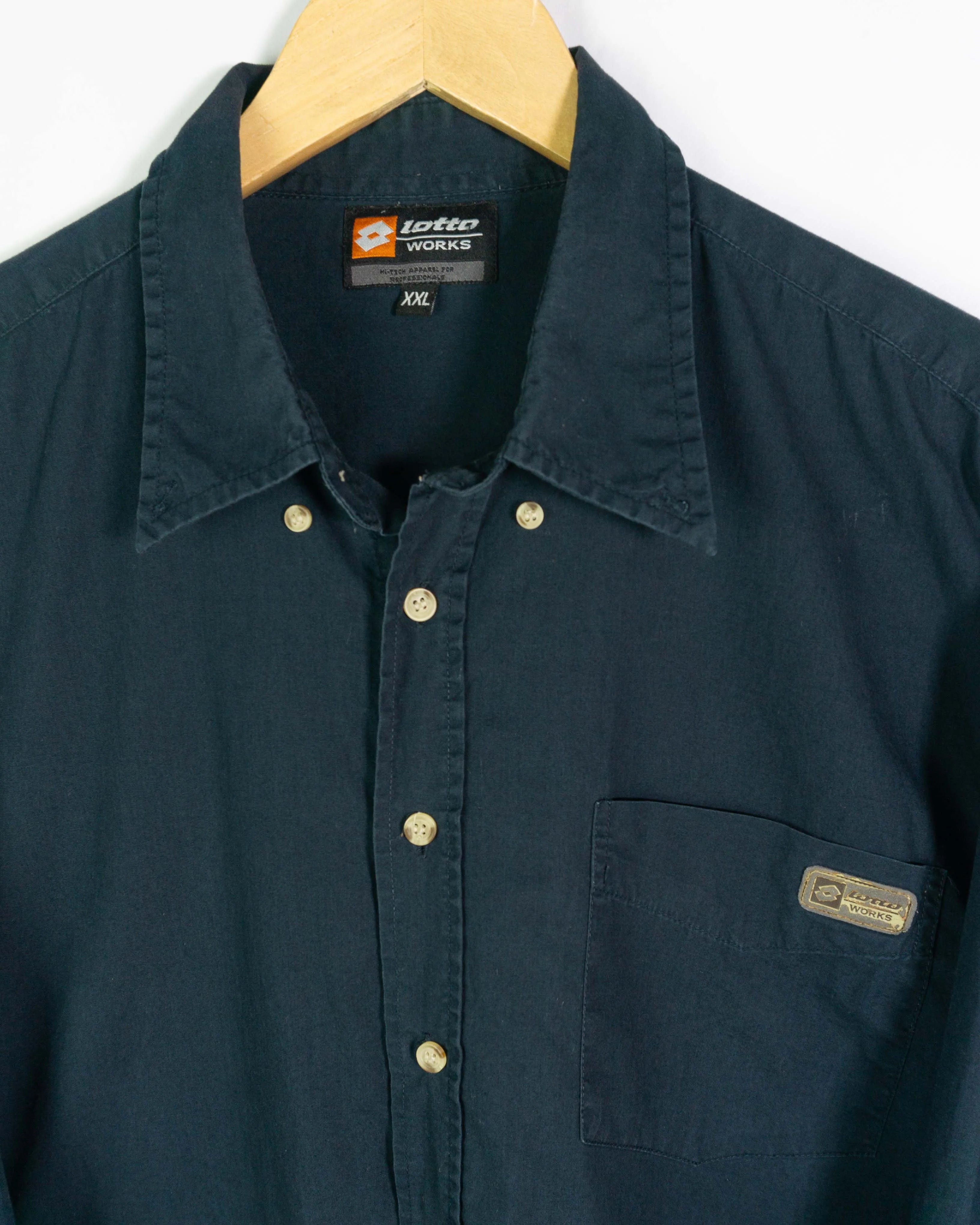 Camisa Lotto Azul Marino Workwear Vintage 00s — Talla XXL