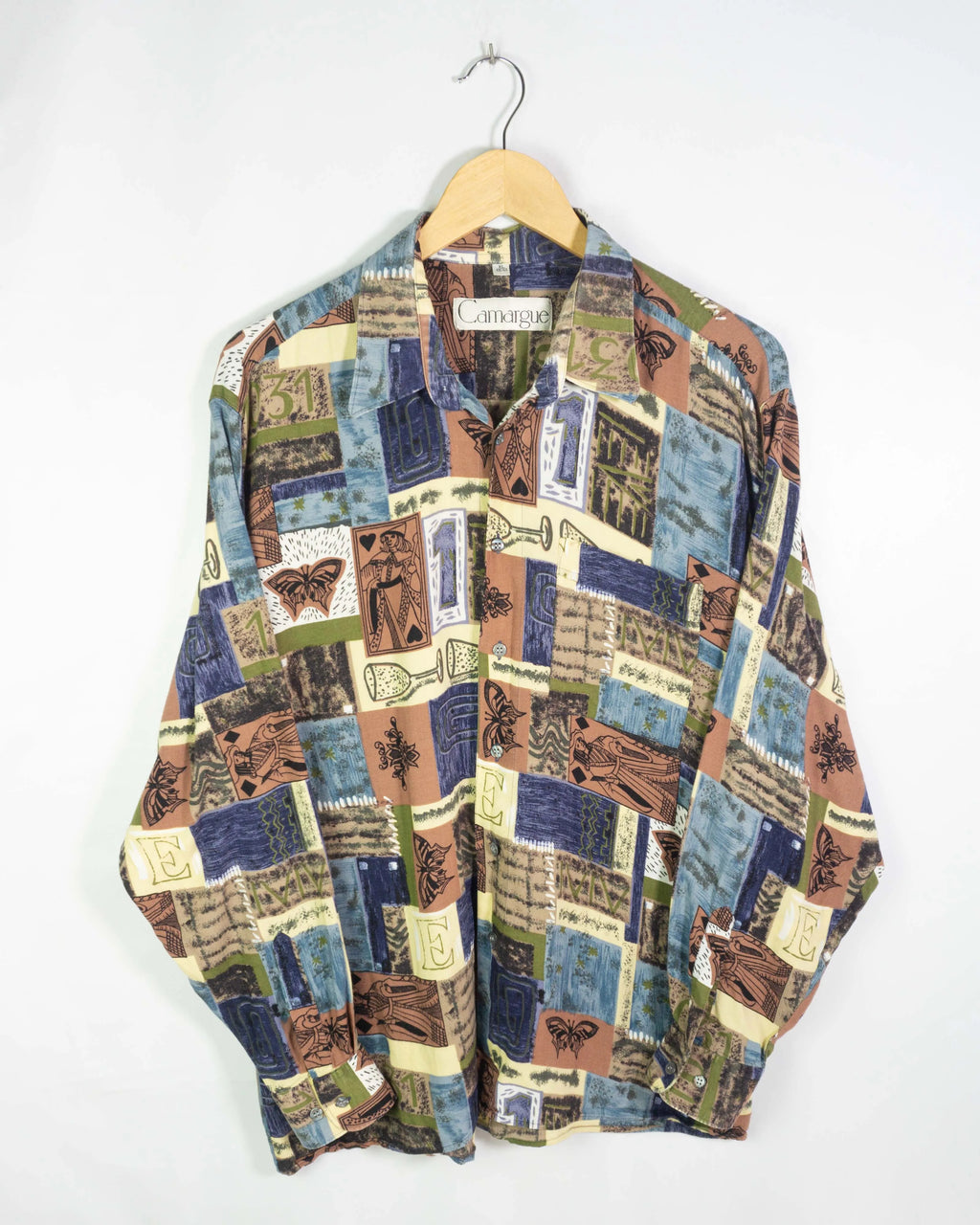 Camisa Vintage 90s Abstracta Crazy Pattern — Talla XL