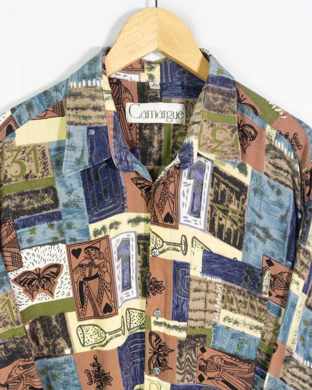 Camisa Vintage 90s Abstracta Crazy Pattern — Talla XL