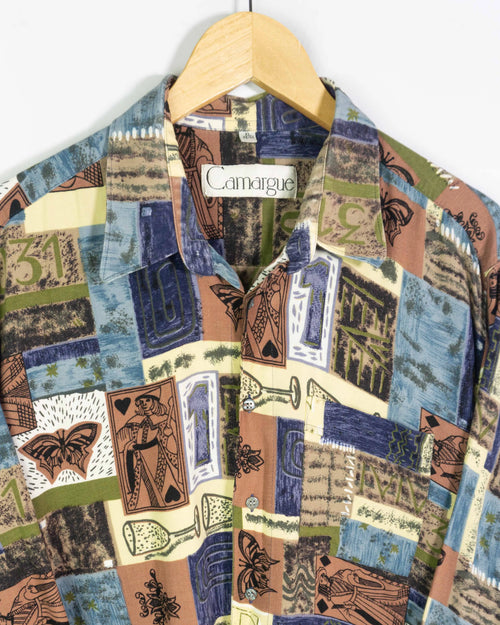 Camisa Vintage 90s Abstracta Crazy Pattern — Talla XL