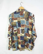 Camisa Vintage 90s Abstracta Crazy Pattern — Talla XL