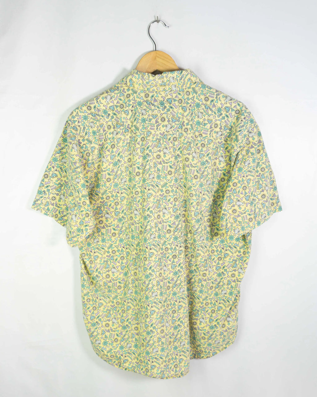 Camisa Vintage 90s Geometrica Amarilla Memphis — Talla L