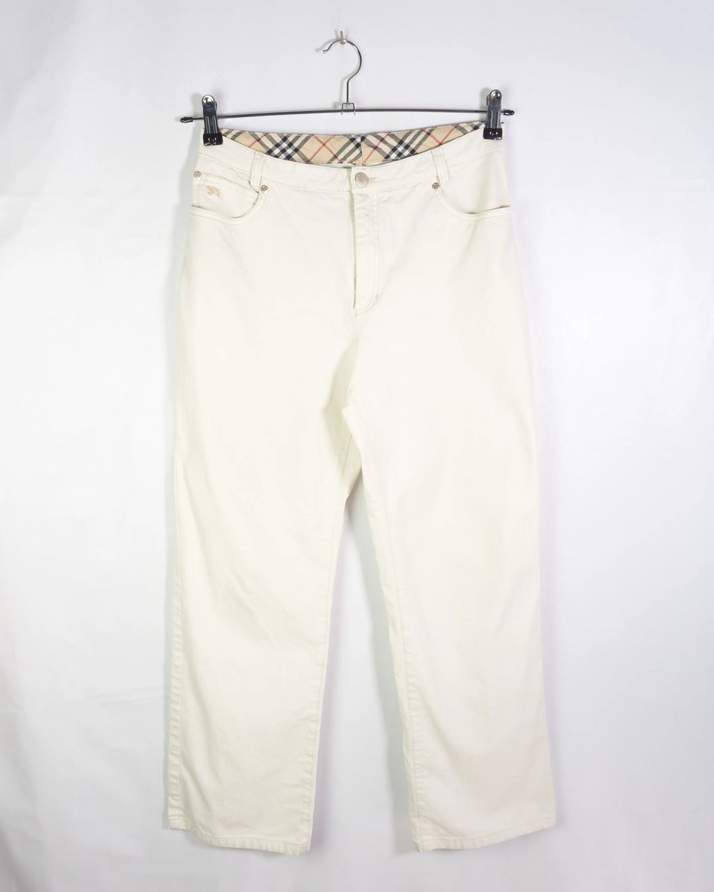 Pantalon Burberry Blanco Nova Check 00s Mujer — Talla M