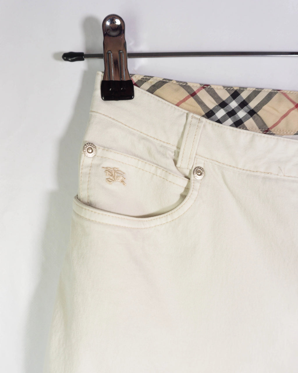 Pantalon Burberry Blanco Nova Check 00s Mujer — Talla M