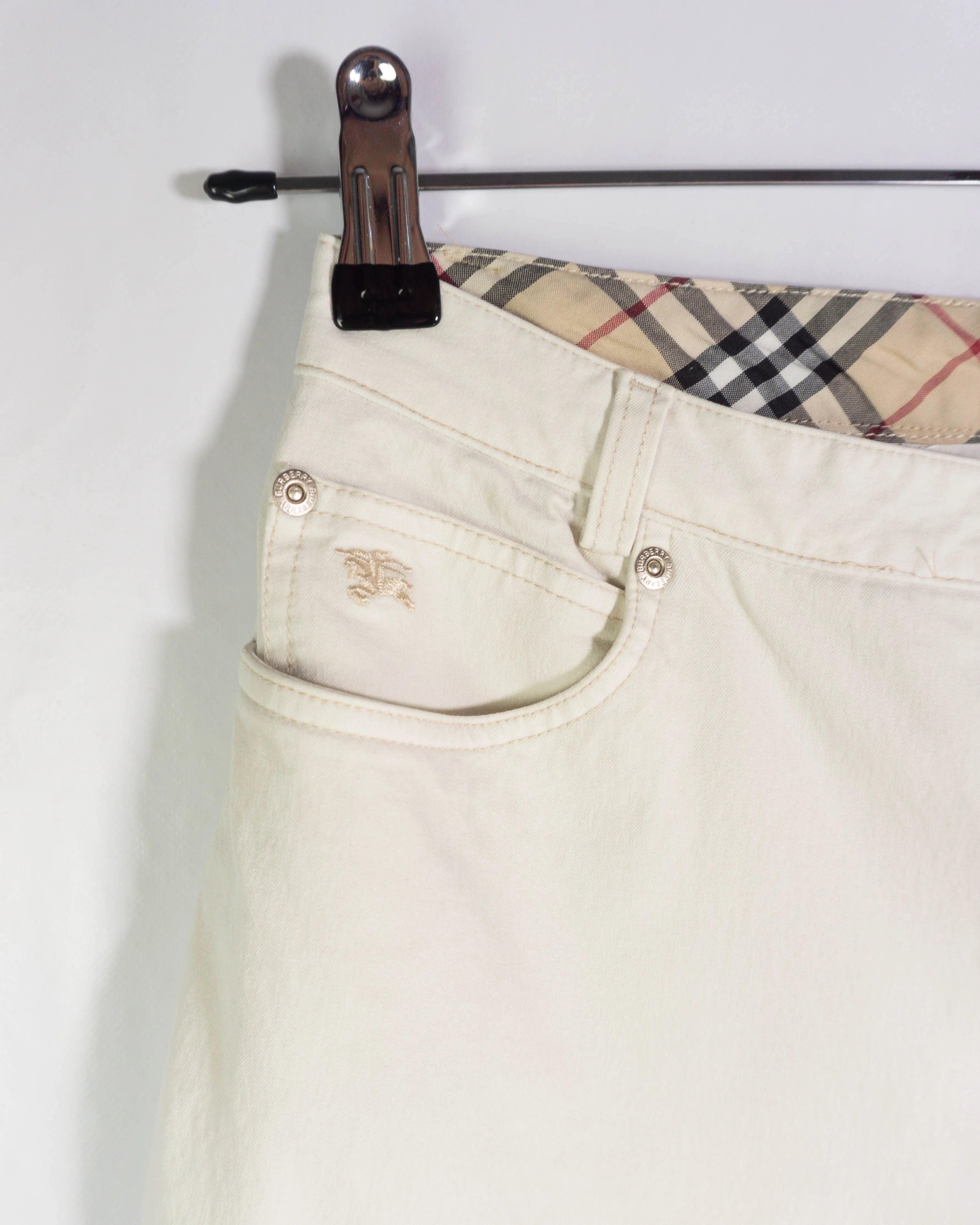 Pantalon Burberry Blanco Nova Check 00s Mujer — Talla M
