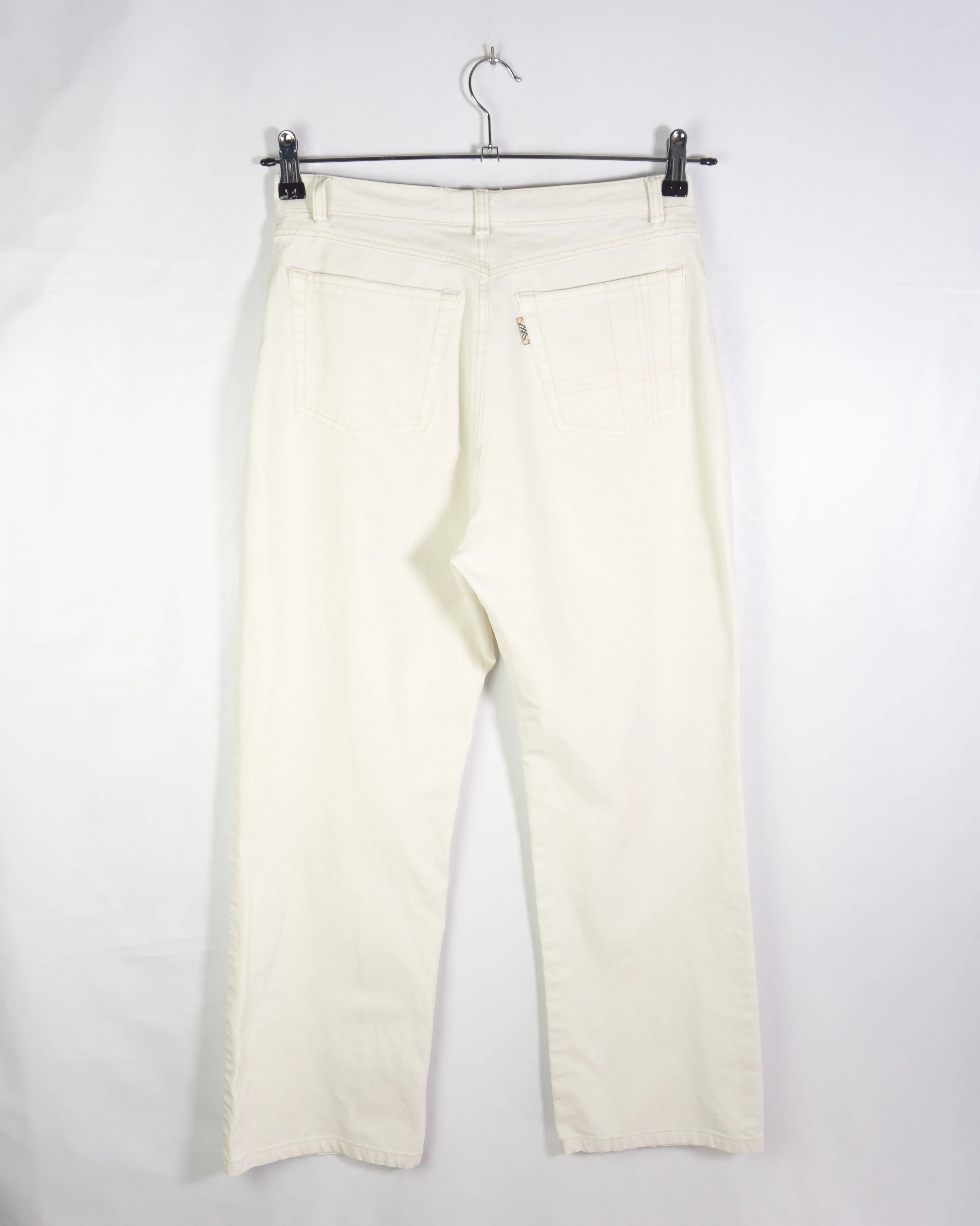 Pantalon Burberry Blanco Nova Check 00s Mujer — Talla M