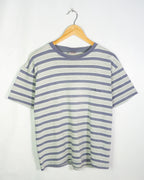 Camiseta Levi's Rayas Azul Gris Vintage 90s — Talla M