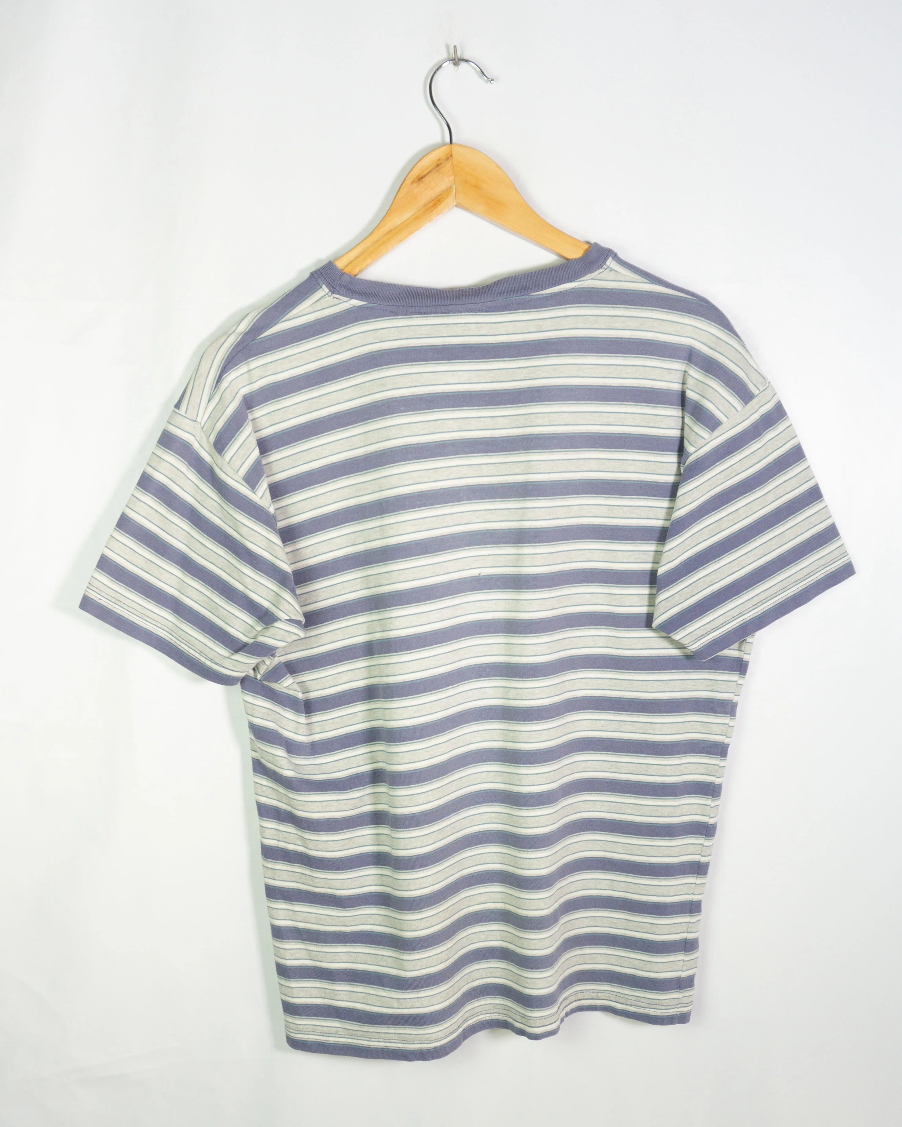 Camiseta Levi's Rayas Azul Gris Vintage 90s — Talla M