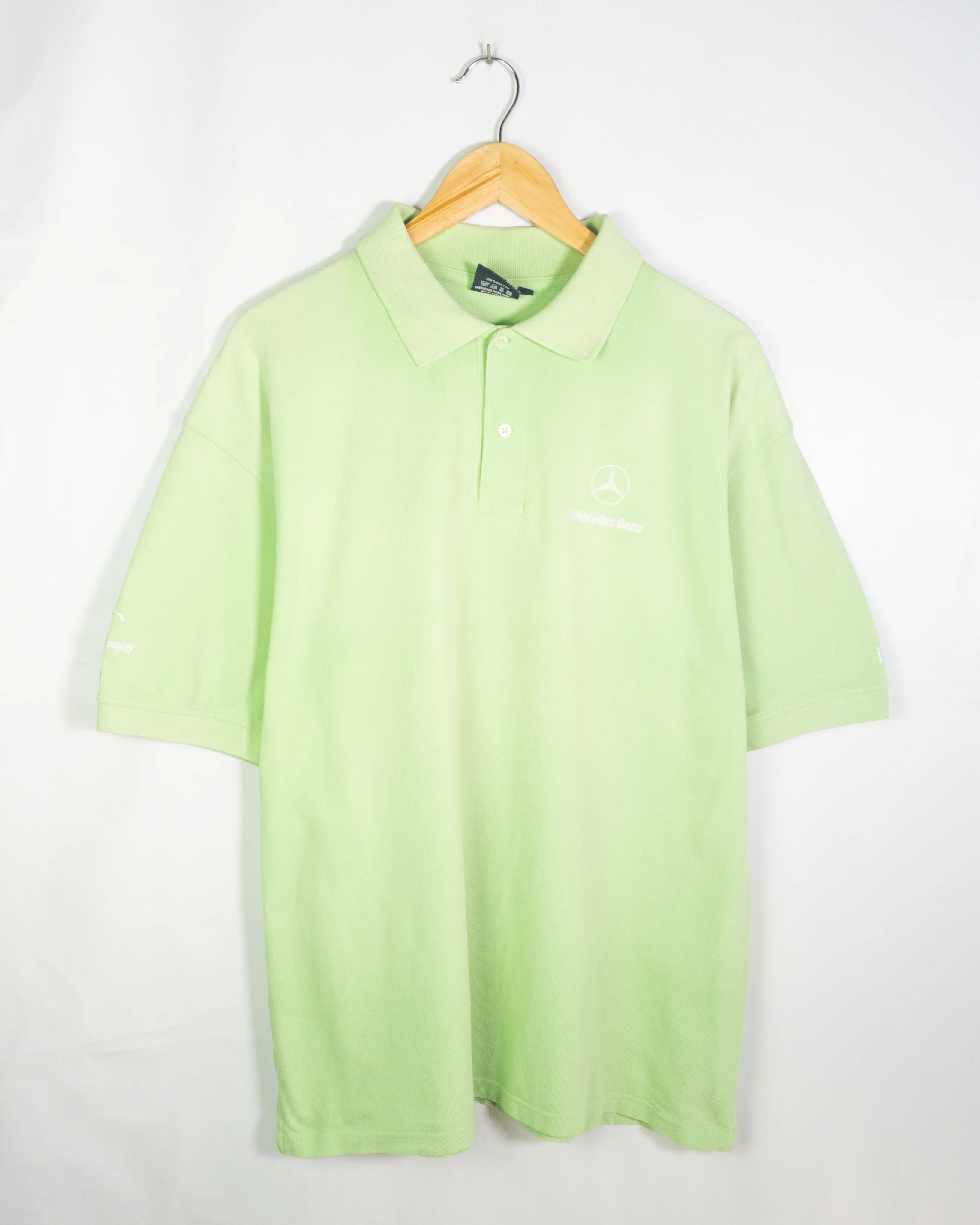 Polo Mercedes-Benz Corporativo Verde Lima Logo — Talla XL