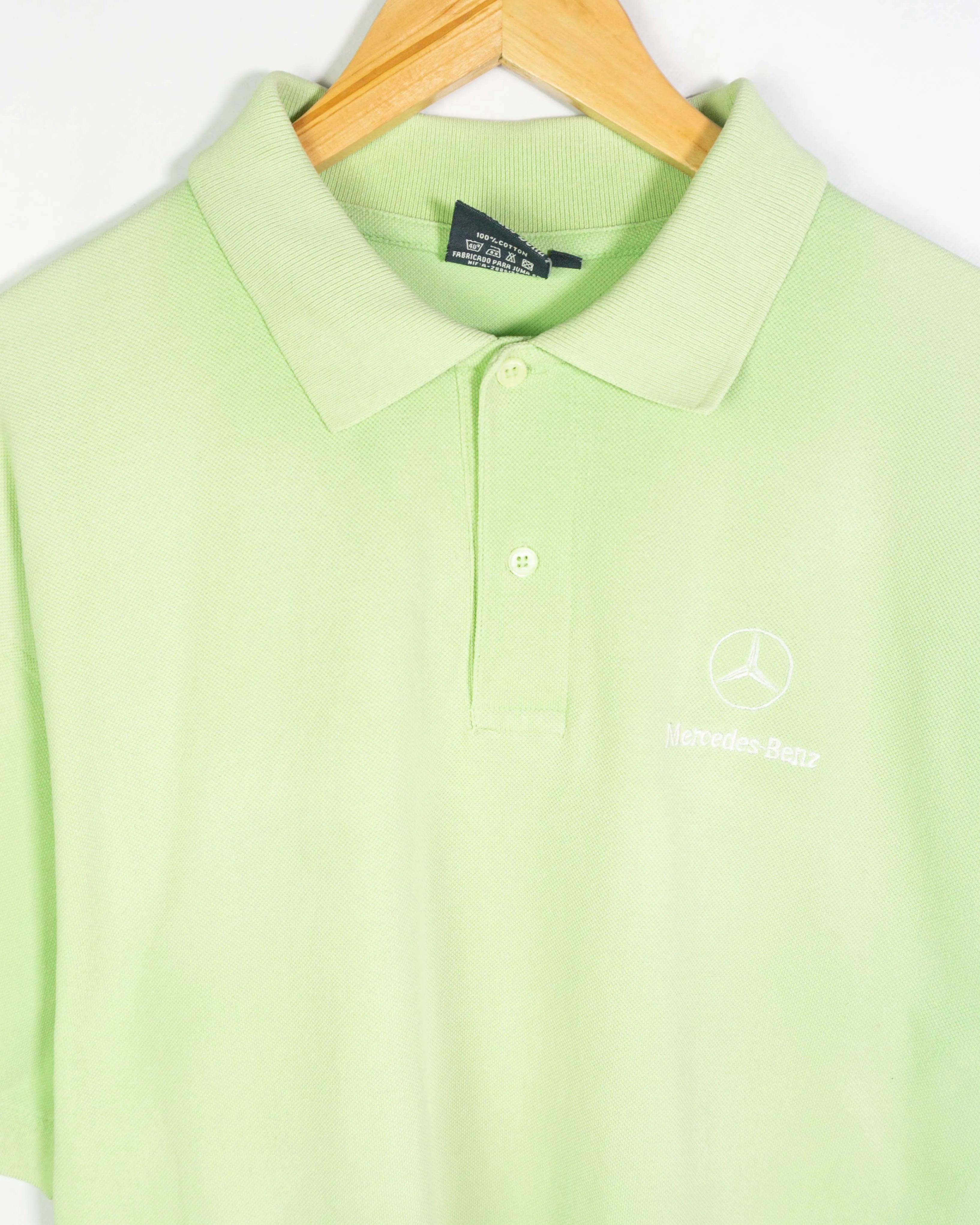 Polo Mercedes-Benz Corporativo Verde Lima Logo — Talla XL