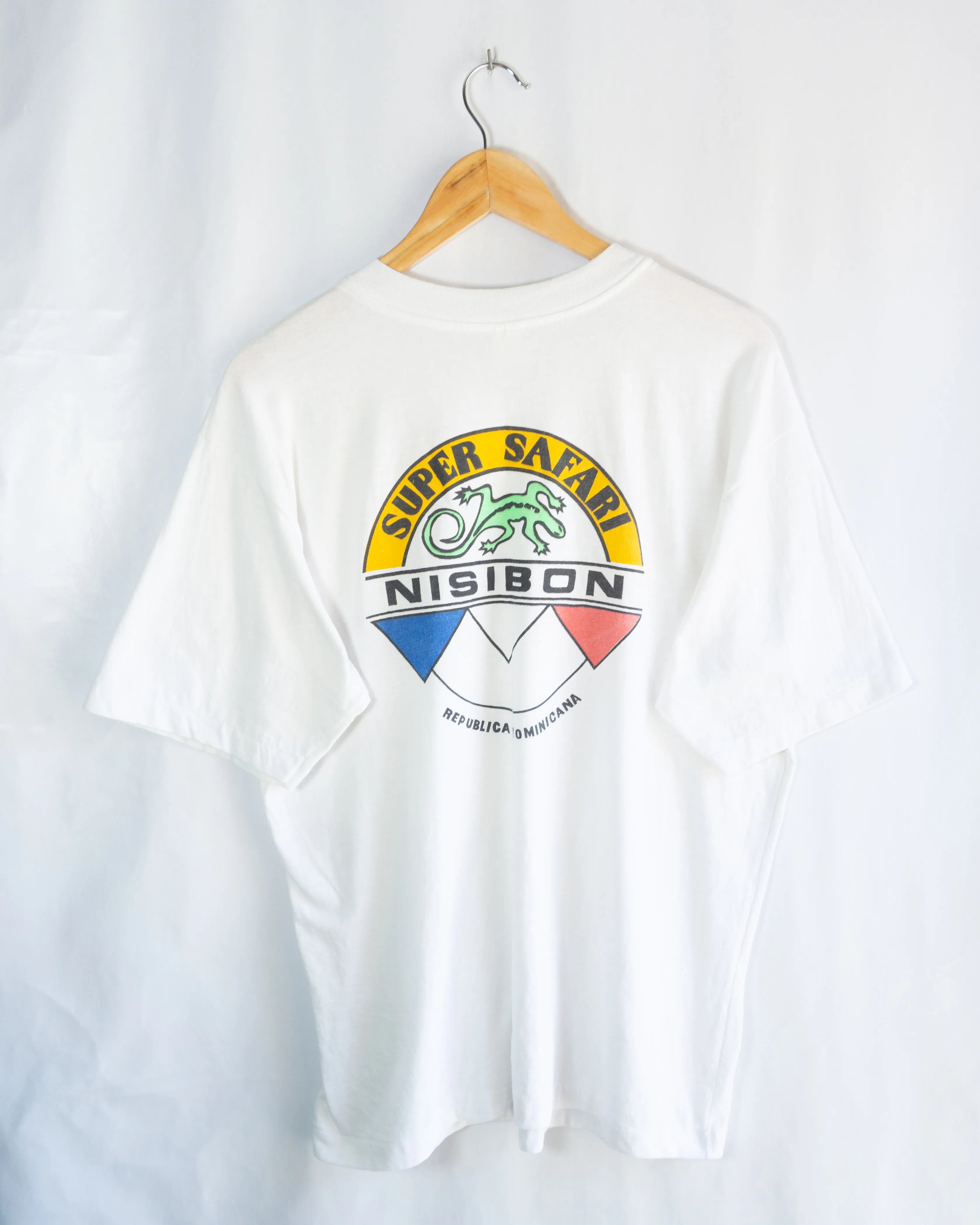 Camiseta Super Safari Nisibon Blanca 90s — Talla XL