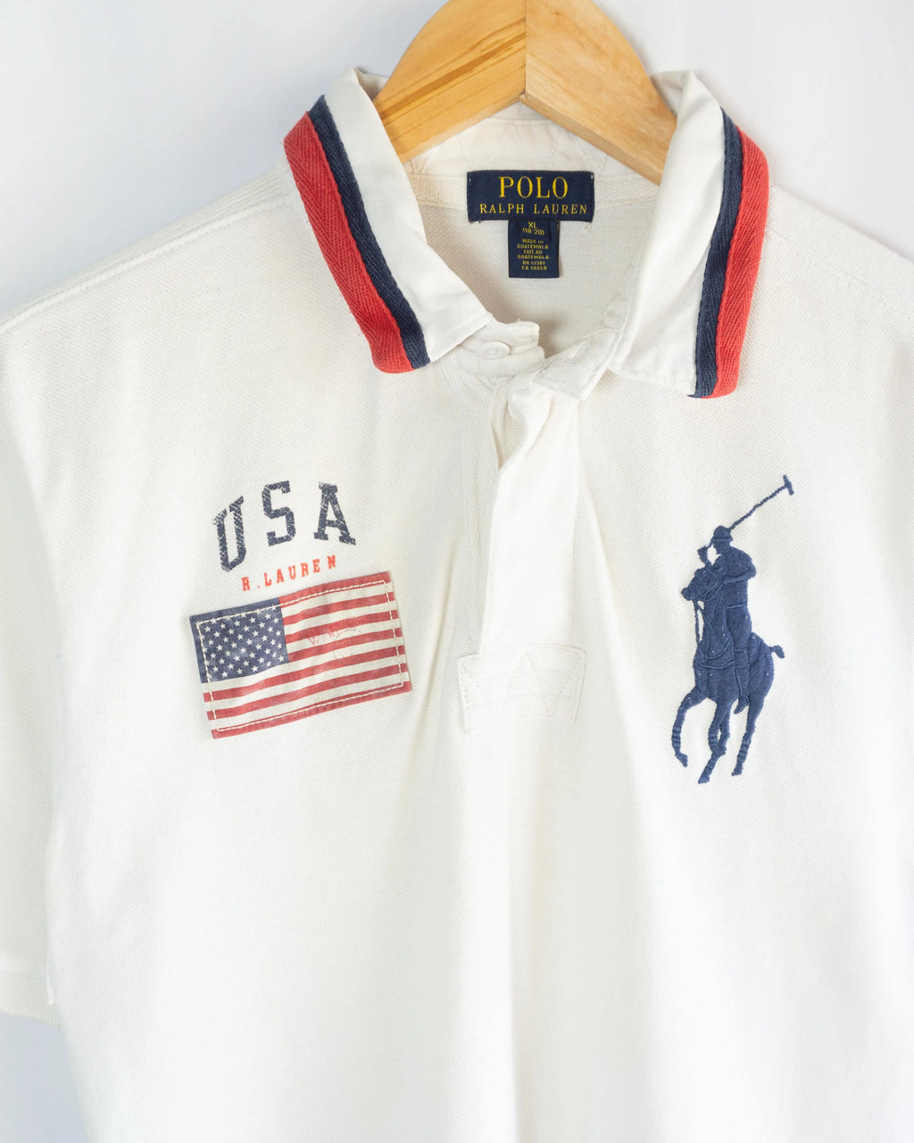 Polo Ralph Lauren Big Pony USA Blanco 00s — Talla S