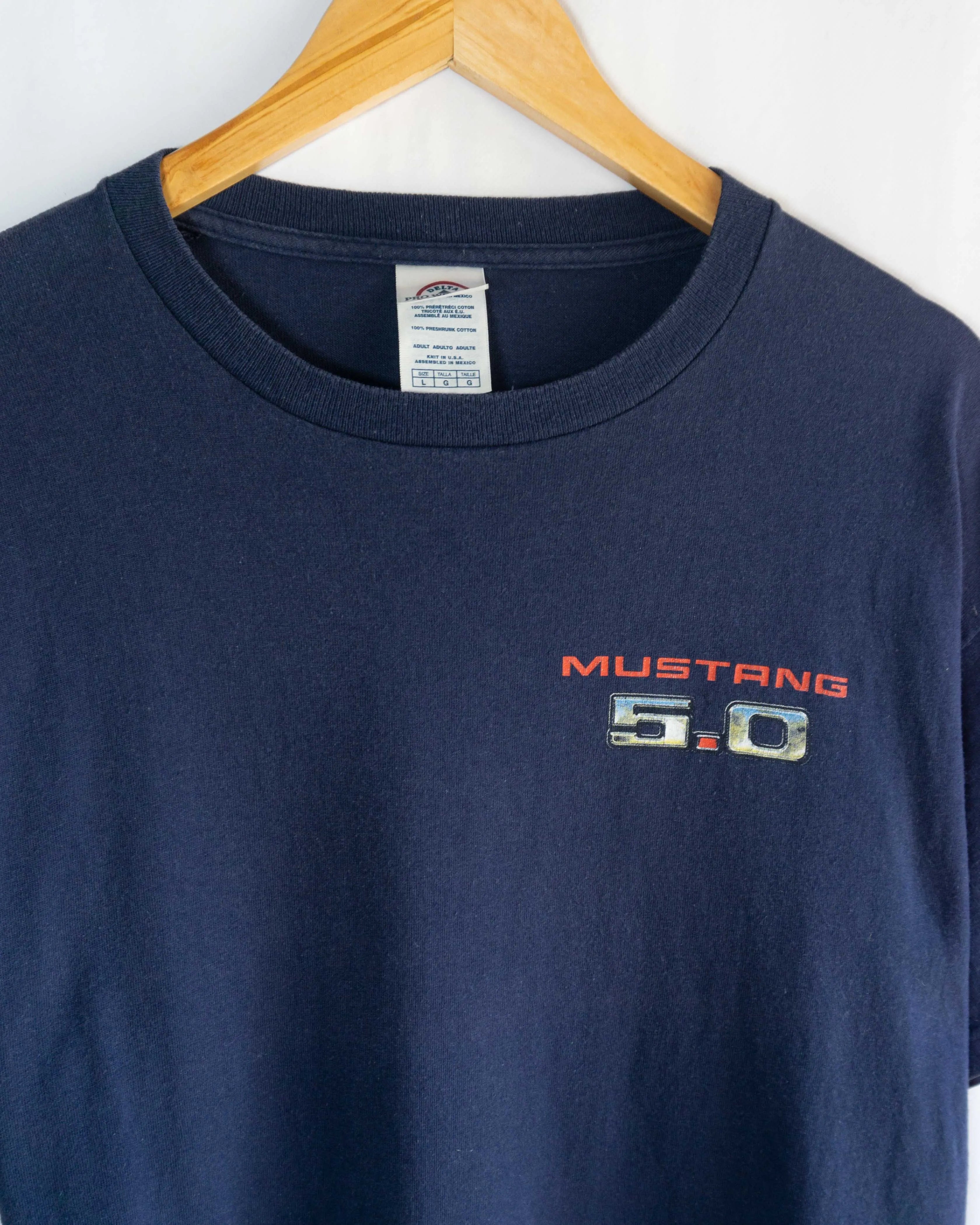 Camiseta Ford Mustang 5.0 Fox Body Azul Vintage — Talla L