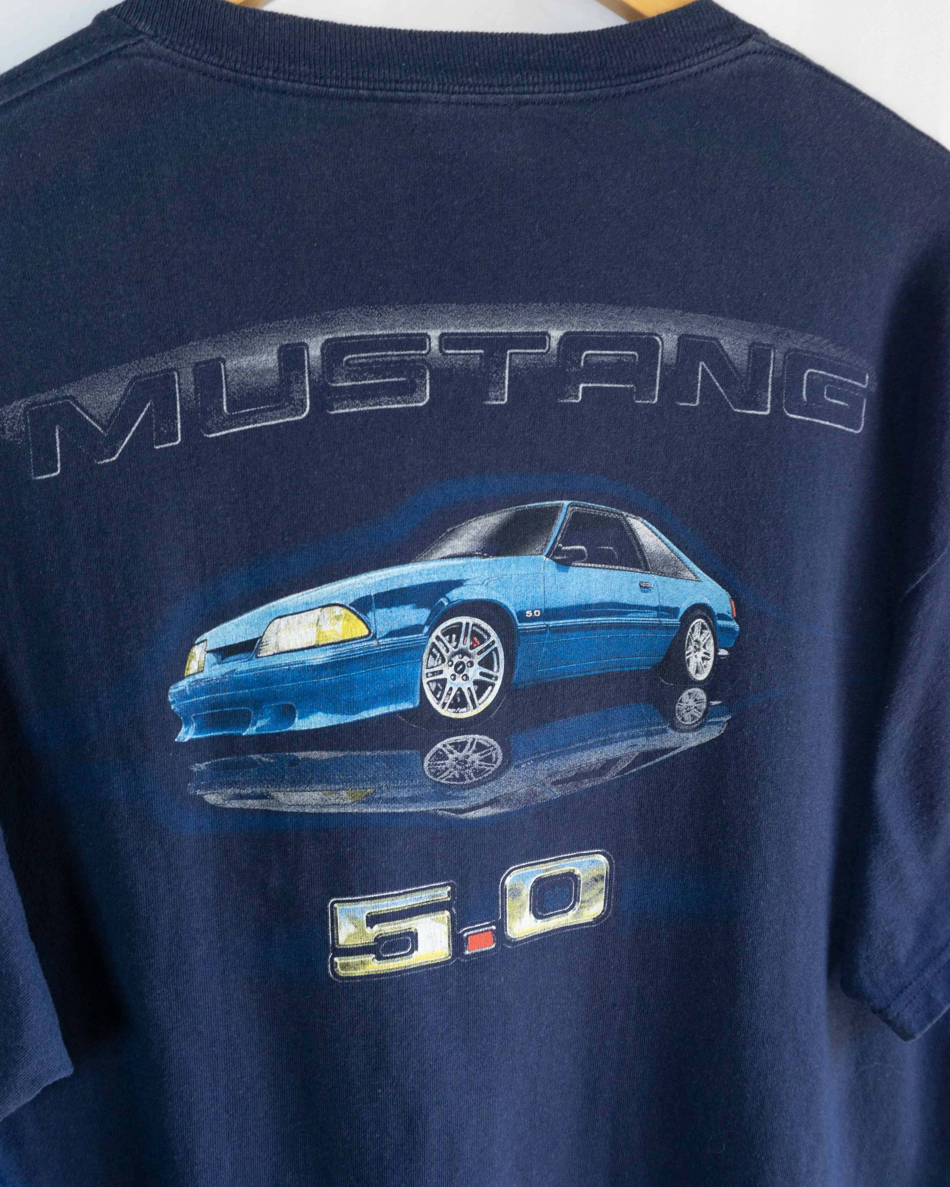Camiseta Ford Mustang 5.0 Fox Body Azul Vintage — Talla L