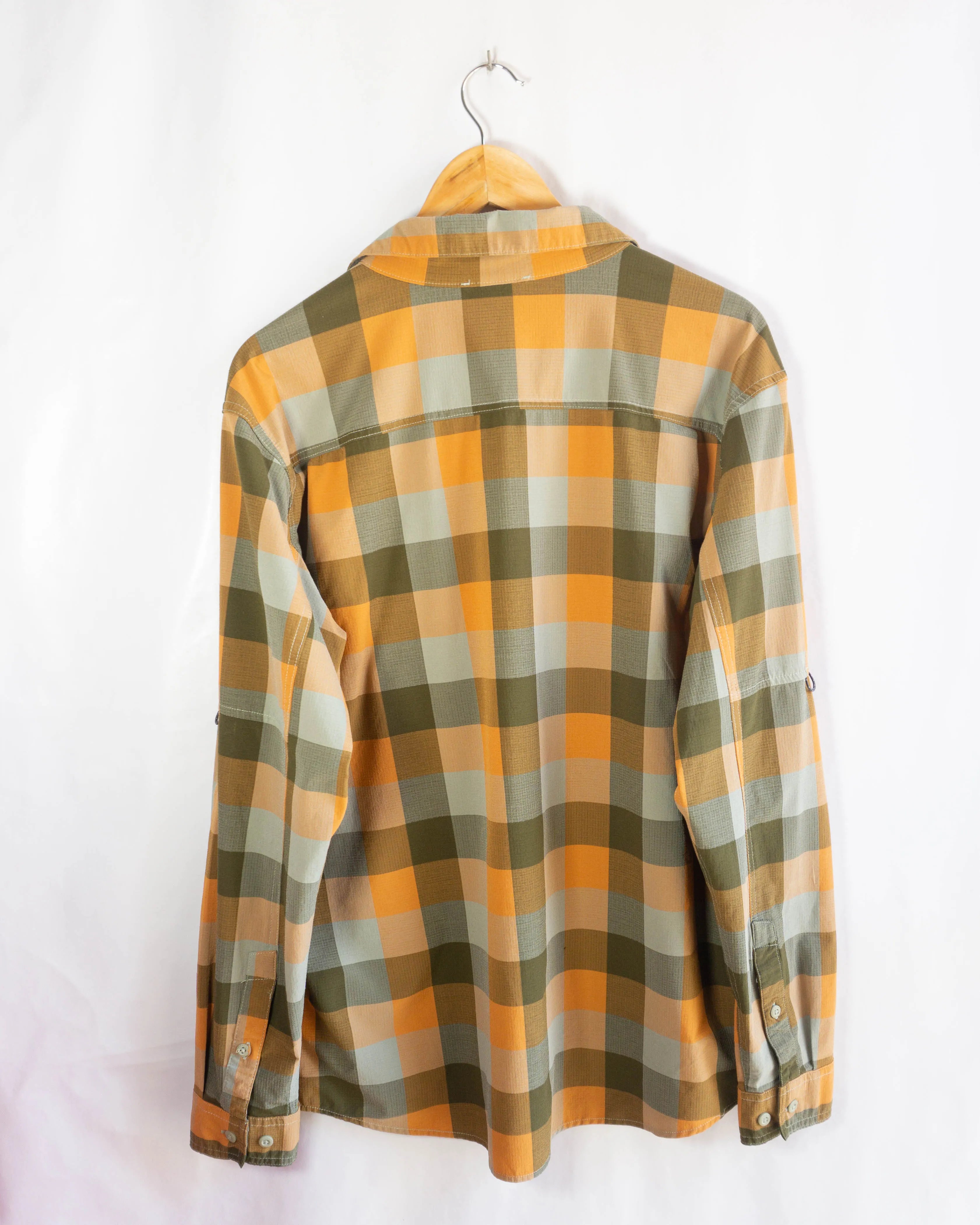 Camisa Columbia Cuadros Naranja Oliva — Talla XL