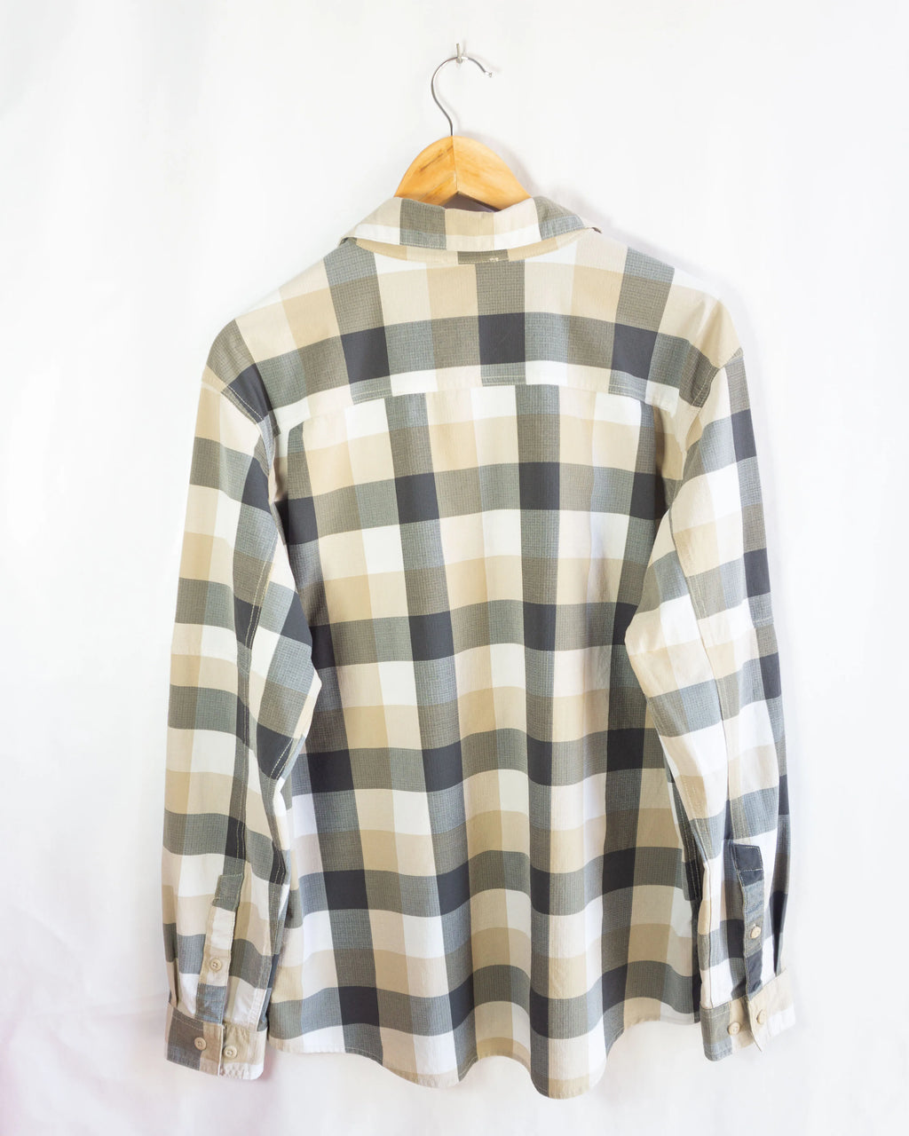 Camisa Columbia Cuadros Beige Gris — Talla XL