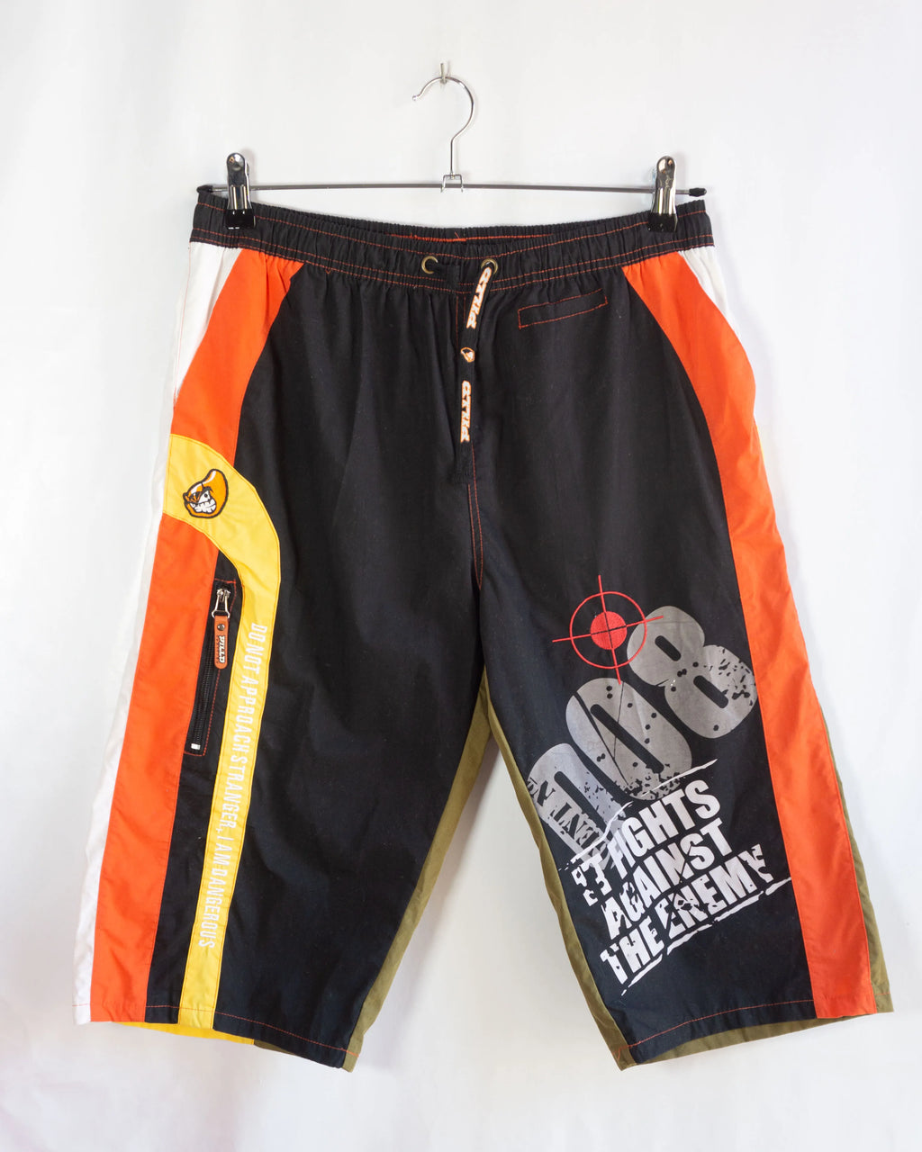 Pantalón Pillo Racing Negro Naranja Vintage Y2K — Talla XL