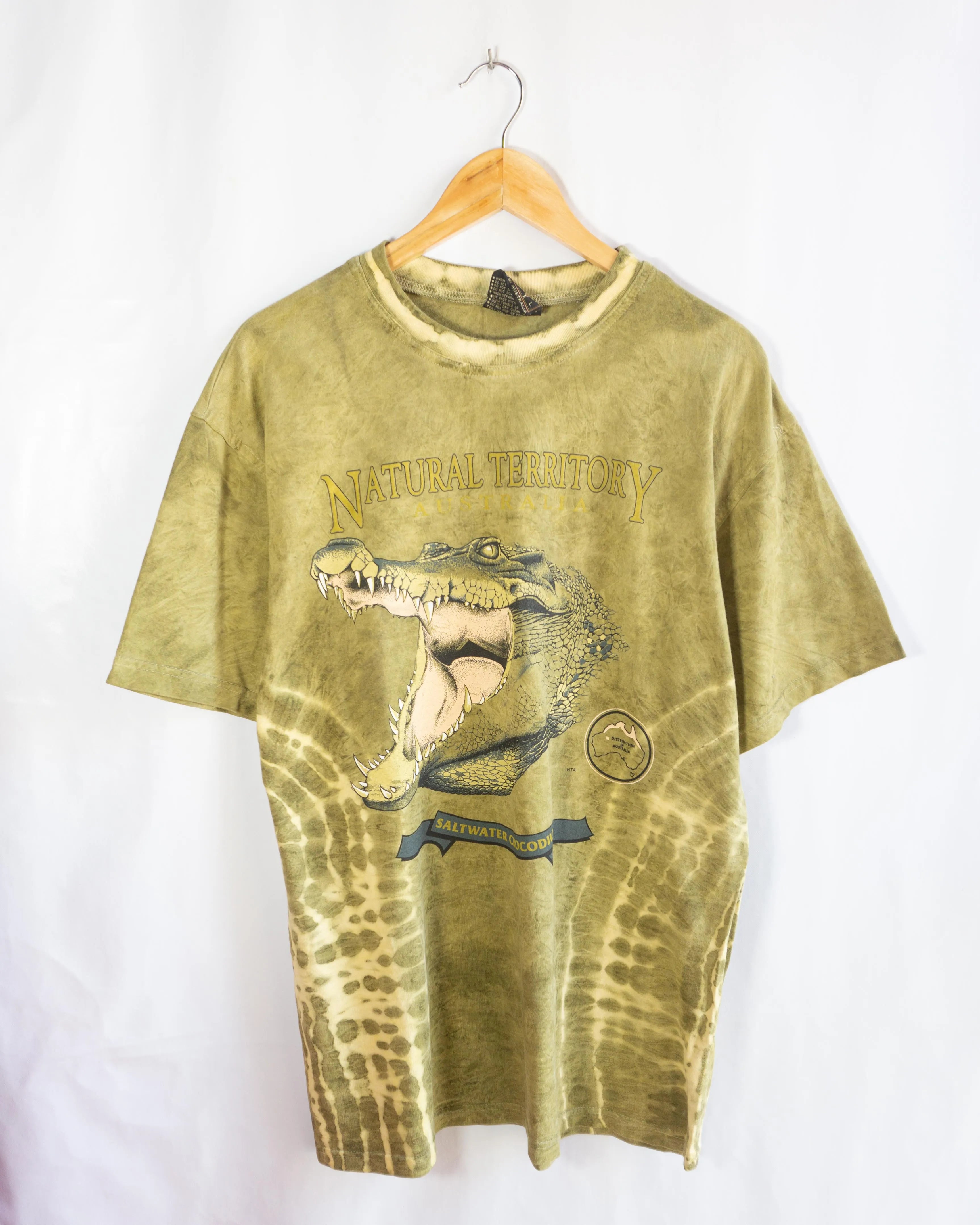 Camiseta Cocodrilo Australia Tie Dye Vintage 90s  — Talla L