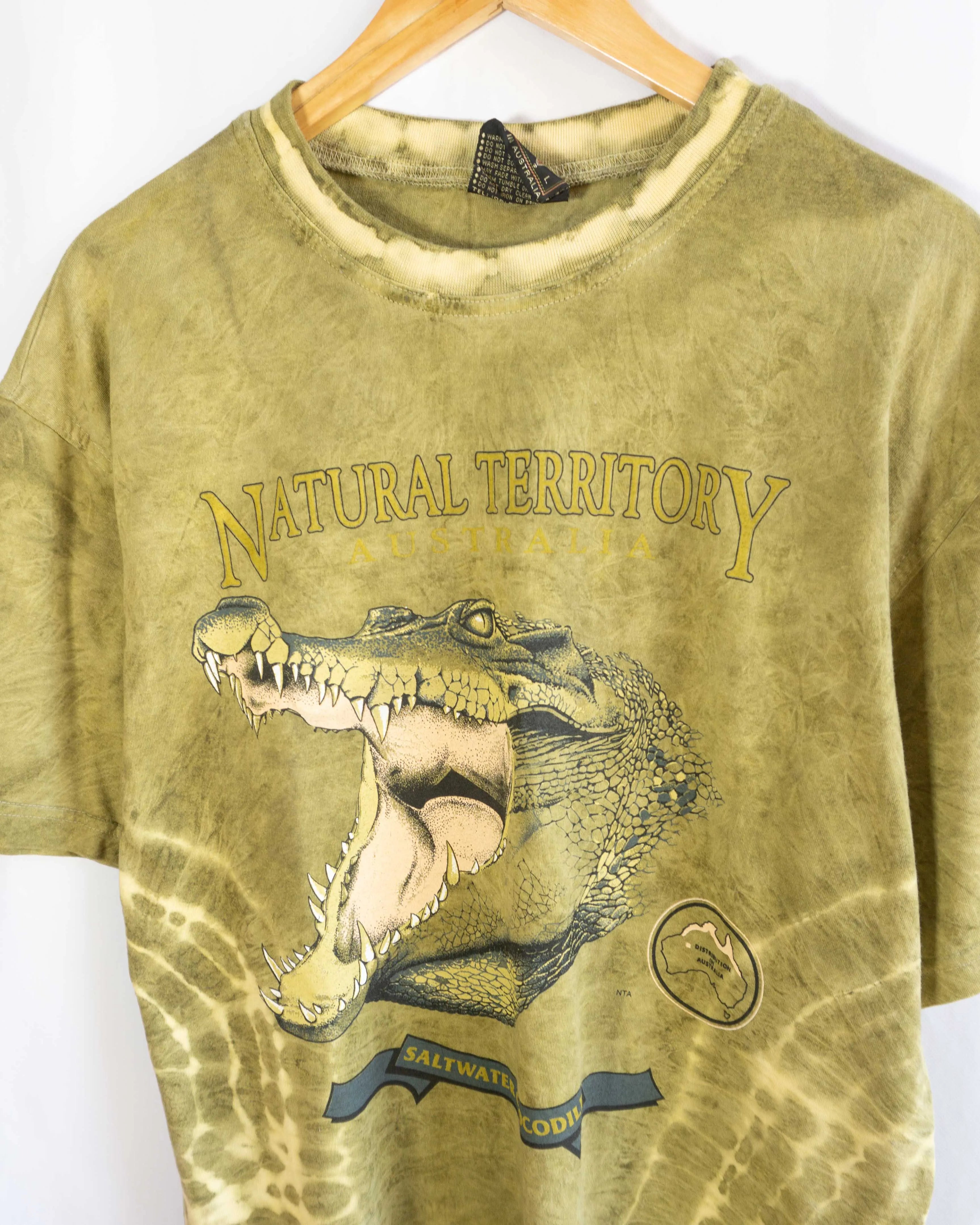 Camiseta Cocodrilo Australia Tie Dye Vintage 90s  — Talla L