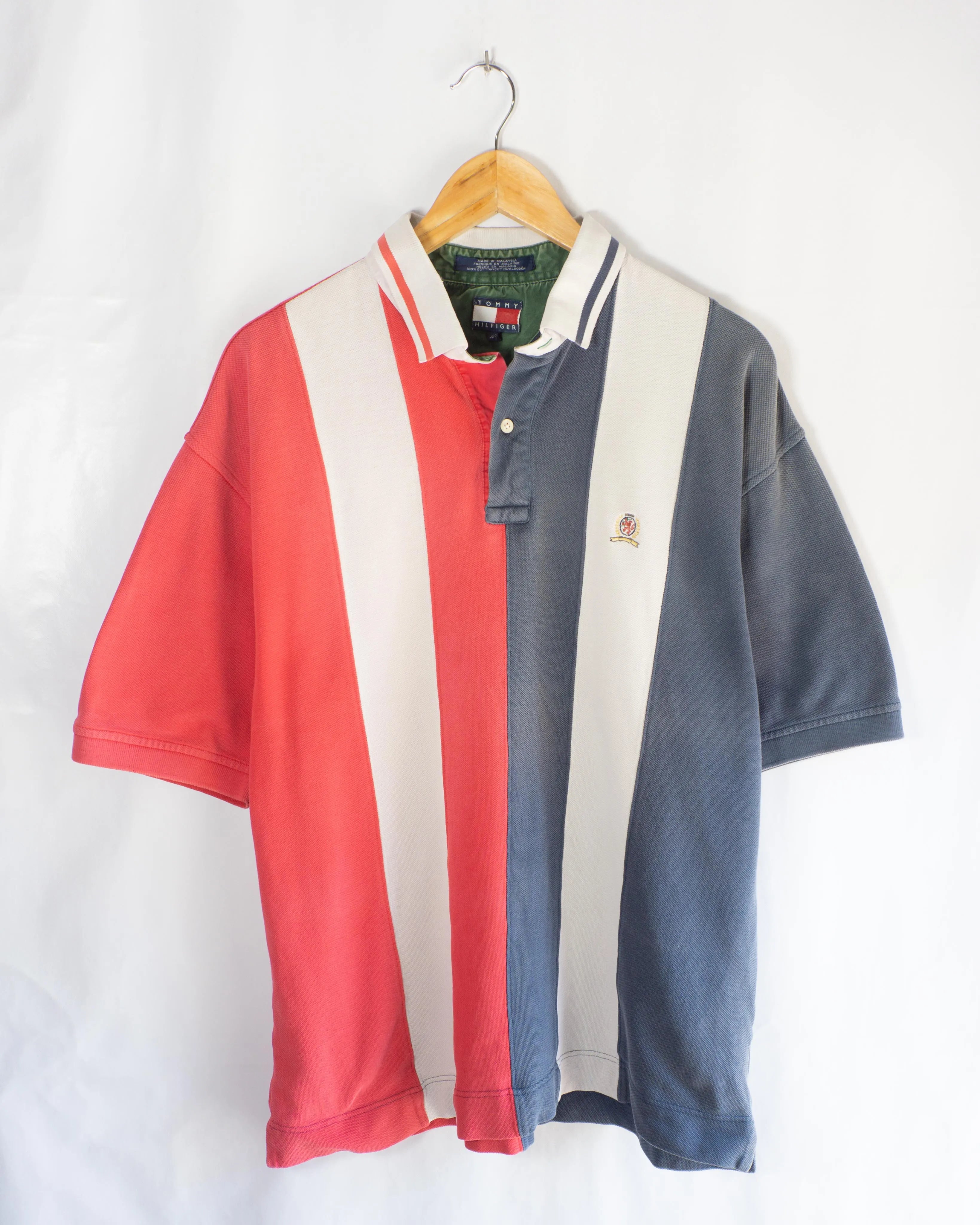 Polo Tommy Hilfiger Vintage 90s Rayas Bloques de Color — Talla L