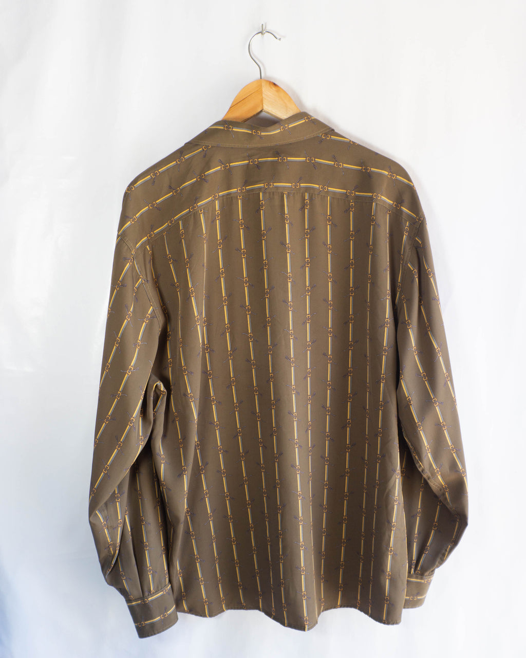 Camisa Vintage de Rayas Estilo Hípico — Talla XL