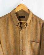 Camisa Vintage de Rayas Texturizada Ocre — Talla XL