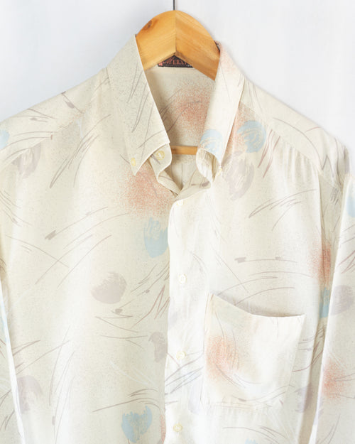 Camisa Vintage Abstracta en Tonos Pastel — Talla M