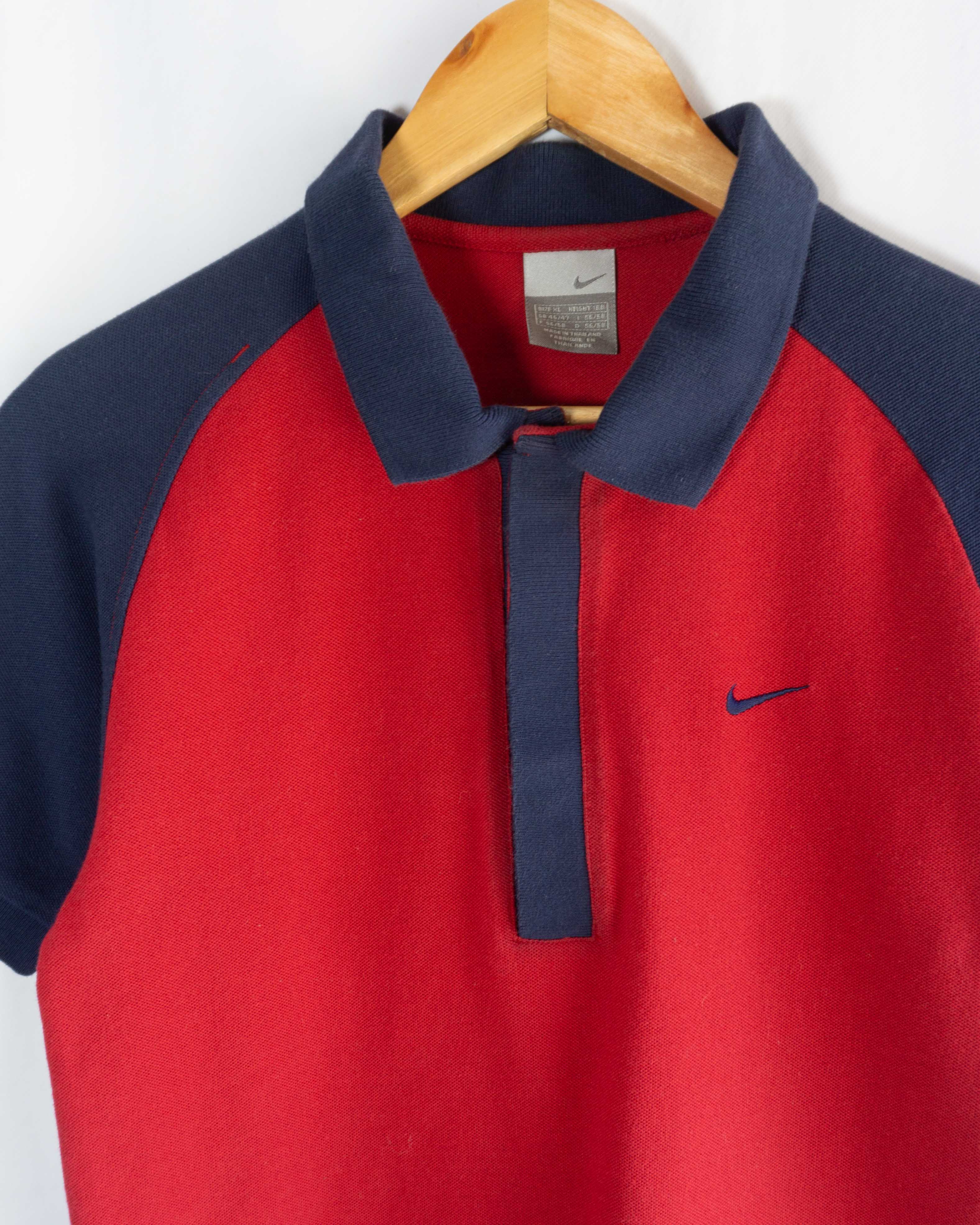 Polo Nike Vintage Colorblock Rojo y Azul — Talla XS