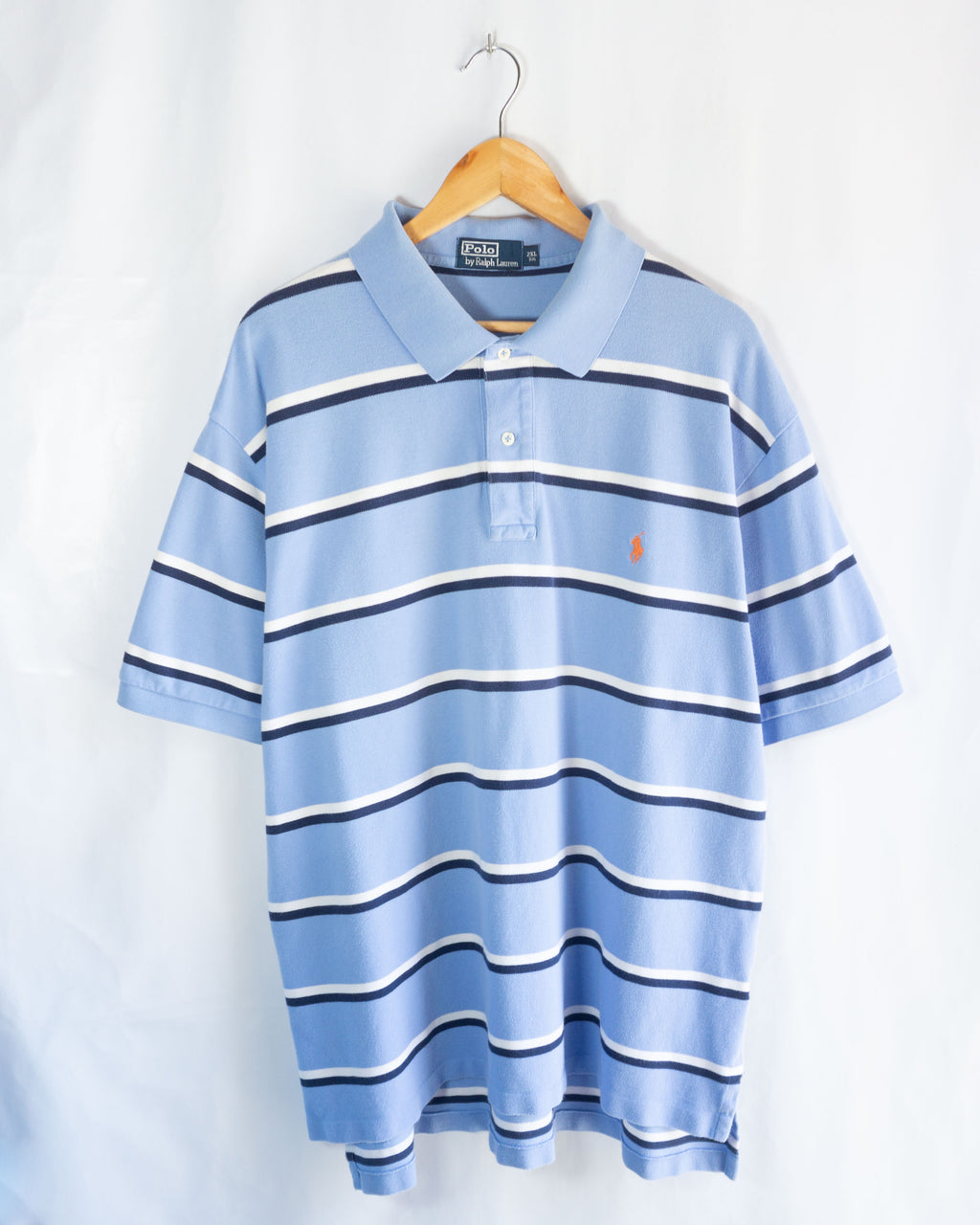 Polo Ralph Lauren vintage 00s de Rayas Azul Celeste — Talla 2XL