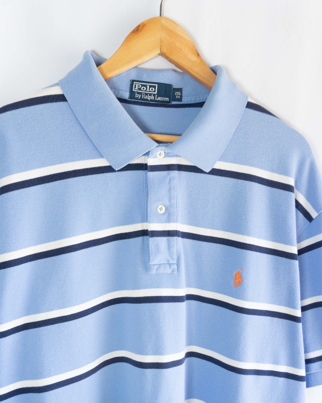 Polo Ralph Lauren vintage 00s de Rayas Azul Celeste — Talla 2XL