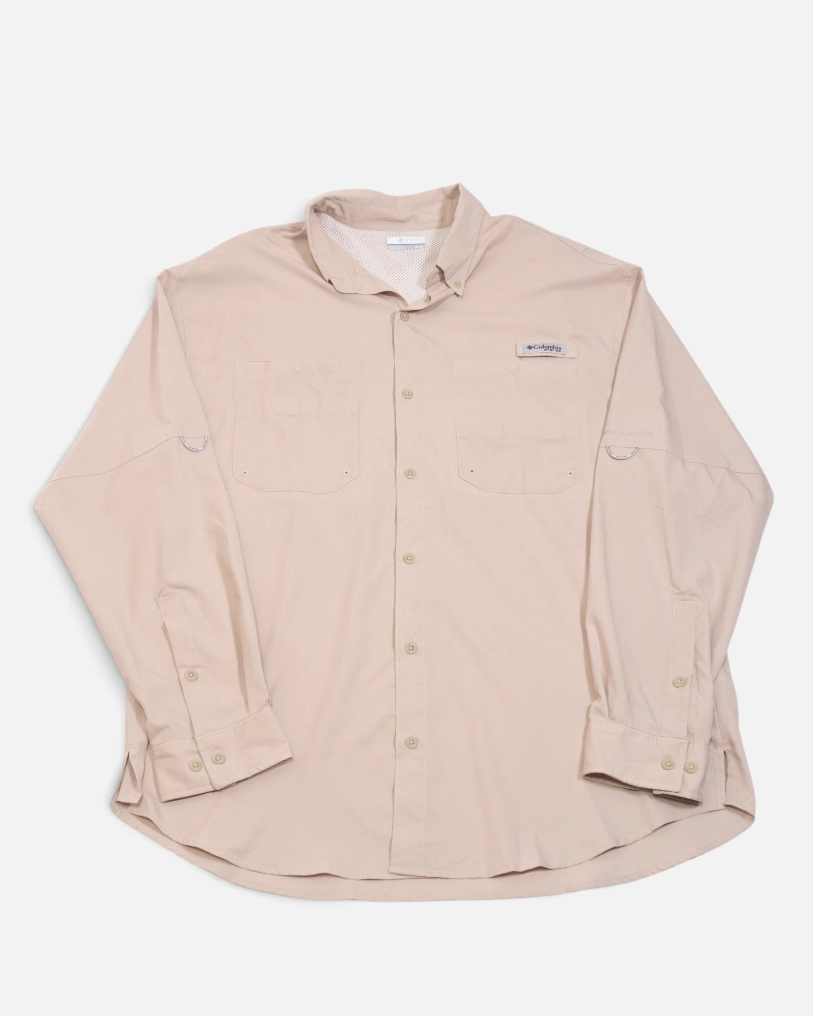 Camisa Columbia PFG Fishing Beige Vintage — Talla XL