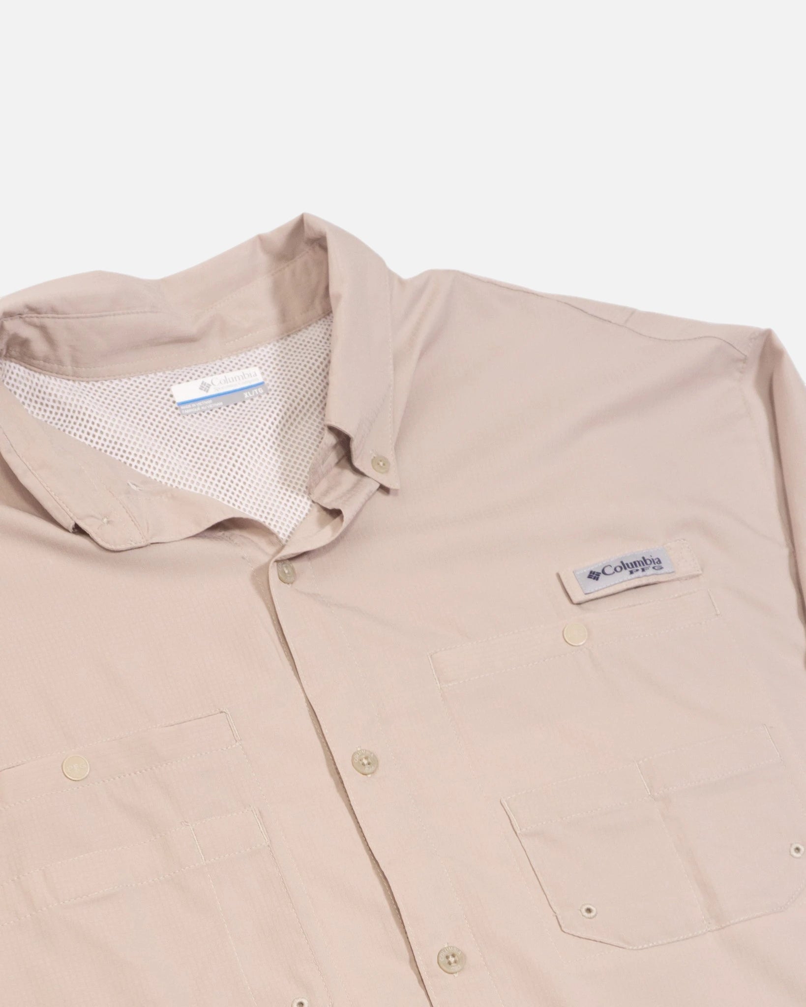 Camisa Columbia PFG Fishing Beige Vintage — Talla XL