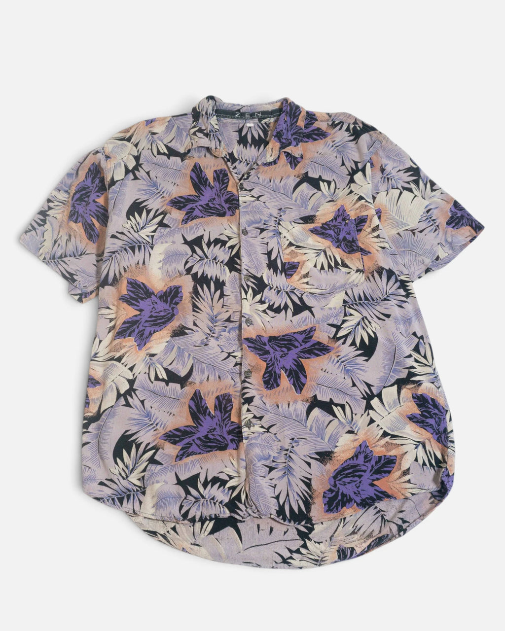 Camisa Zen Estampado Tropical Vintage — Talla M