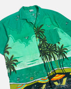 Camisa Hawaiana Paisaje Playa Vintage — Talla L