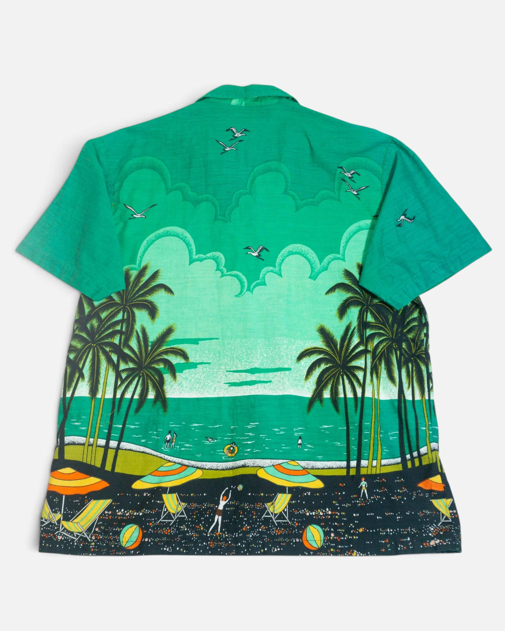 Camisa Hawaiana Paisaje Playa Vintage — Talla L