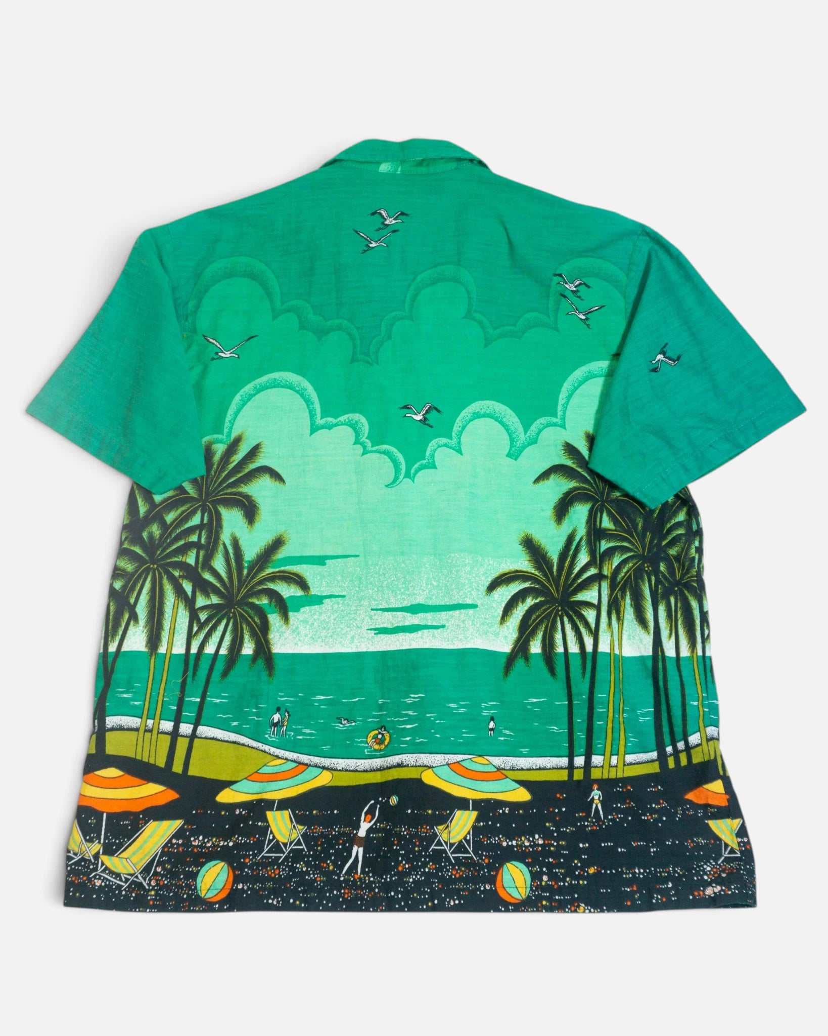 Camisa Hawaiana Paisaje Playa Vintage — Talla L