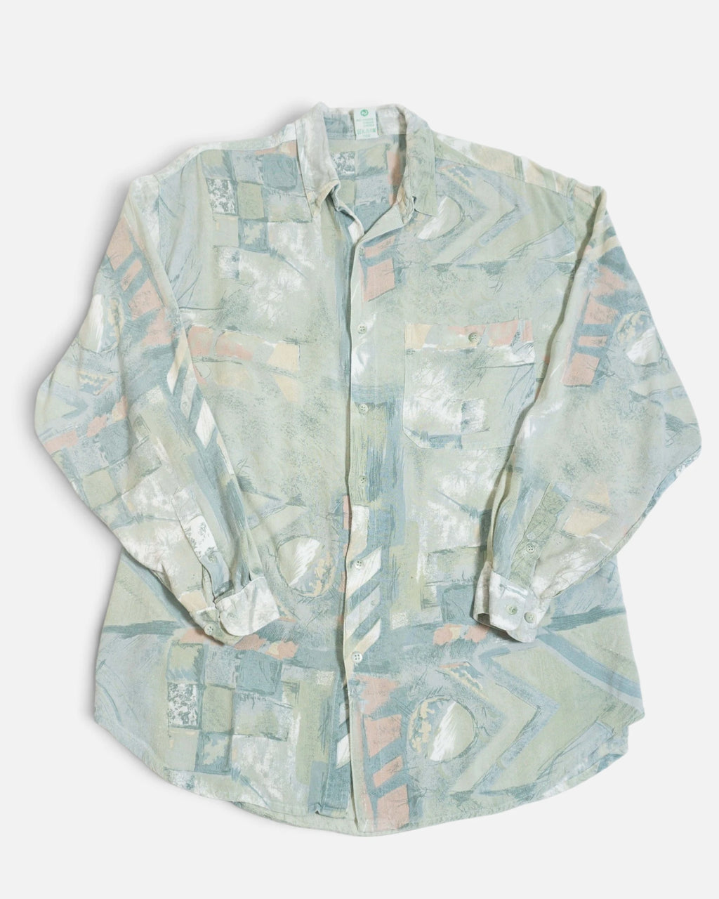 Camisa Abstracta Pastel Manga Larga Vintage — Talla M