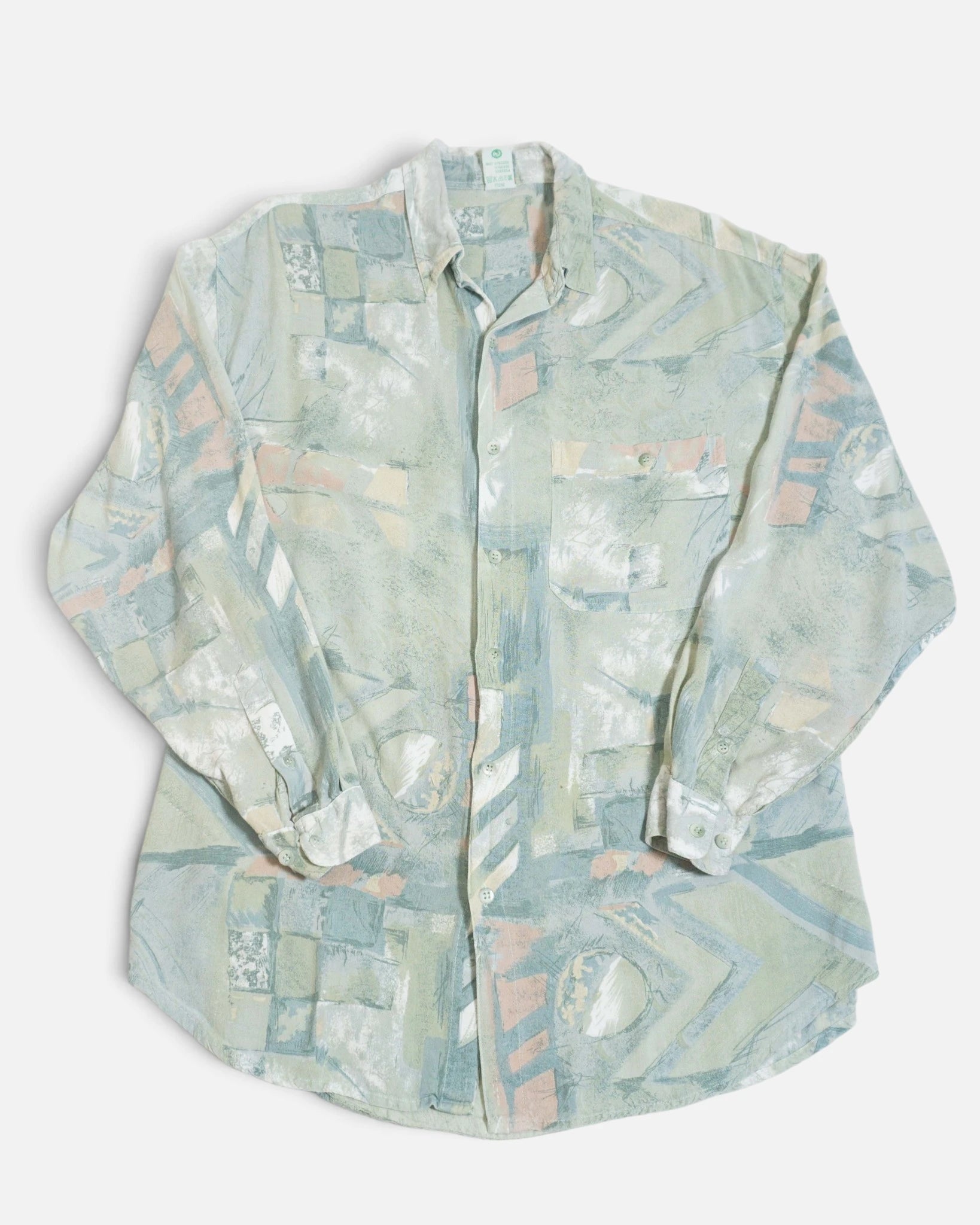 Camisa Abstracta Pastel Manga Larga Vintage — Talla M