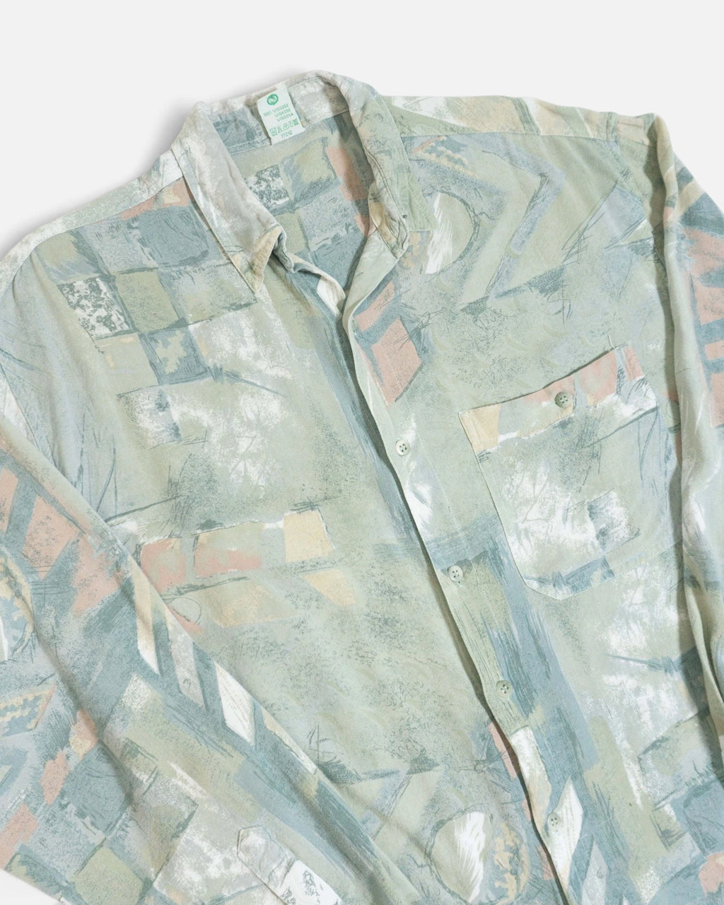 Camisa Abstracta Pastel Manga Larga Vintage — Talla M