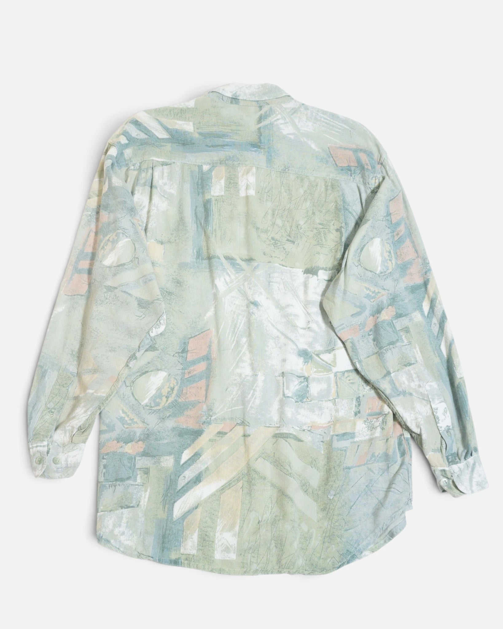 Camisa Abstracta Pastel Manga Larga Vintage — Talla M