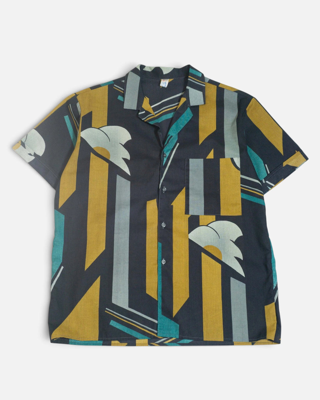 Camisa Geométrica Abstracta Vintage — Talla L