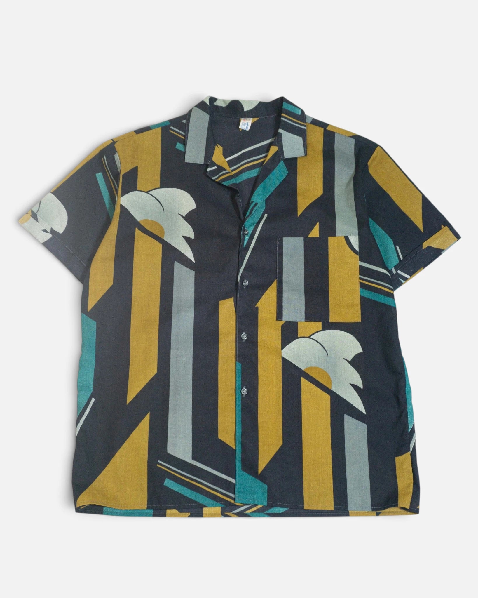 Camisa Geométrica Abstracta Vintage — Talla L