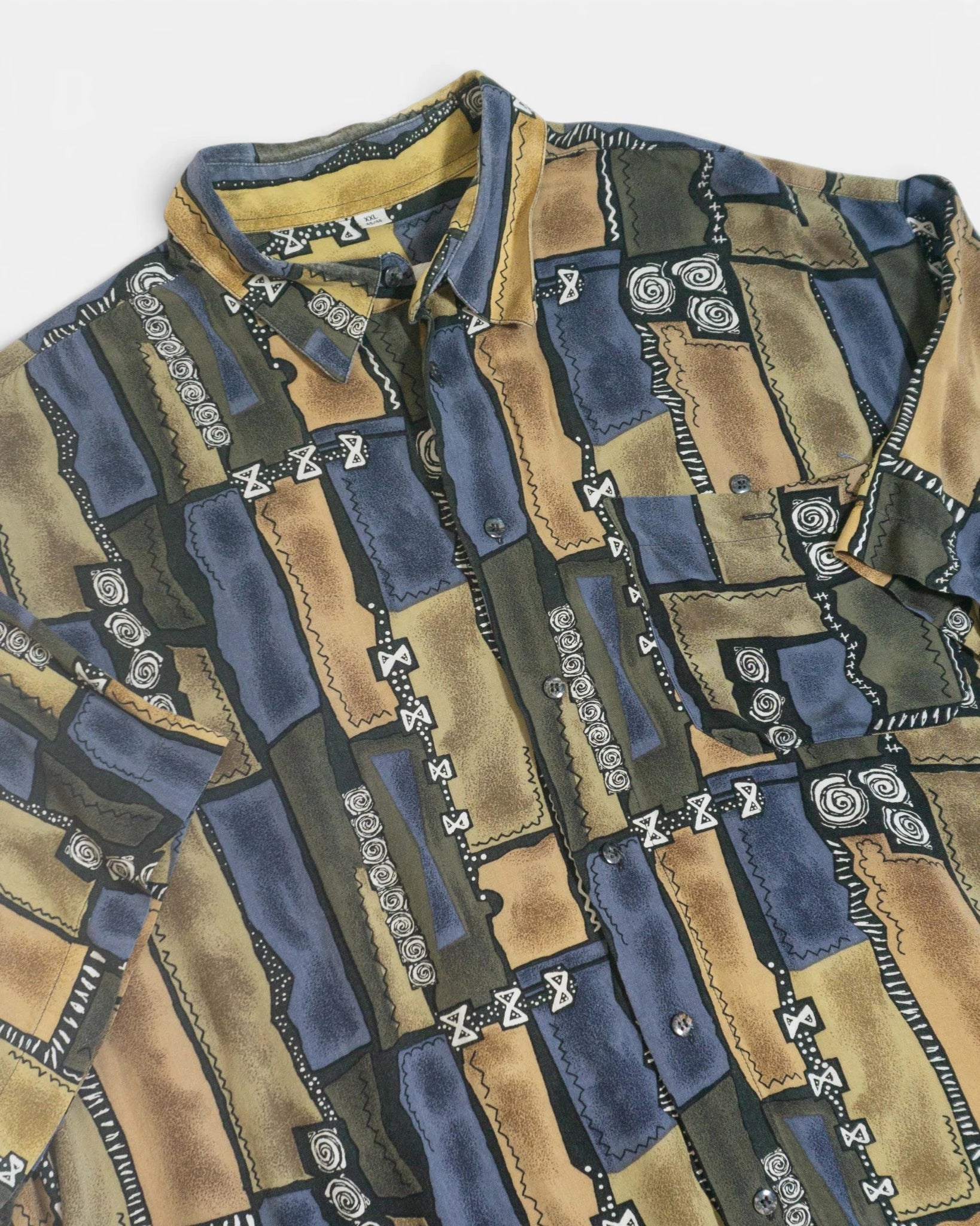 Camisa Patchwork Tribal Abstracta Vintage — Talla XXL
