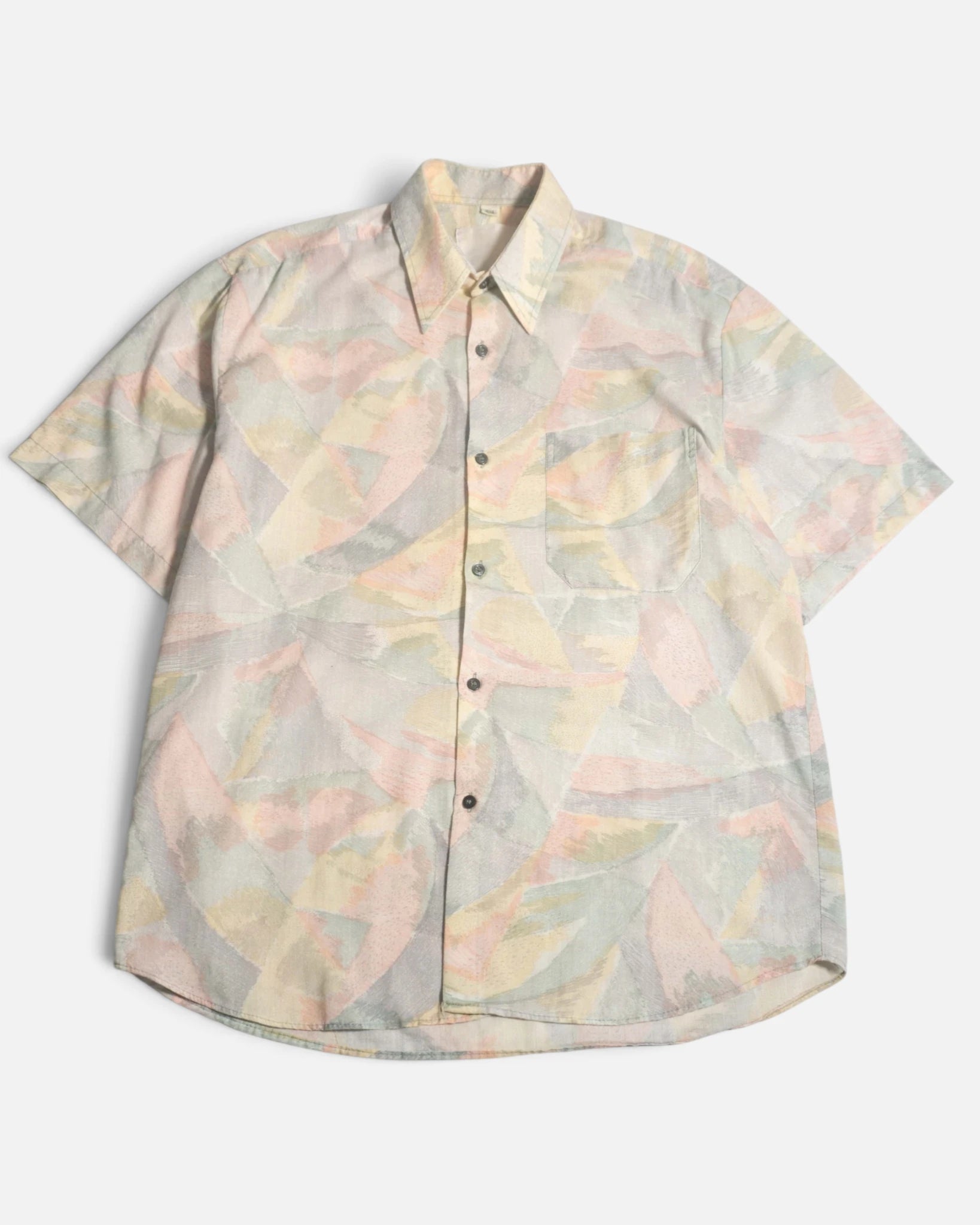 Camisa Abstracta Pastel Manga Corta Vintage — Talla M