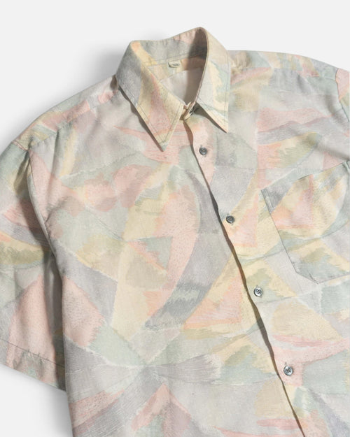 Camisa Abstracta Pastel Manga Corta Vintage — Talla M