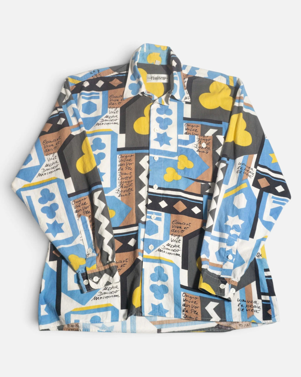 Camisa Abstracta Flagship Manga Larga Vintage — Talla L
