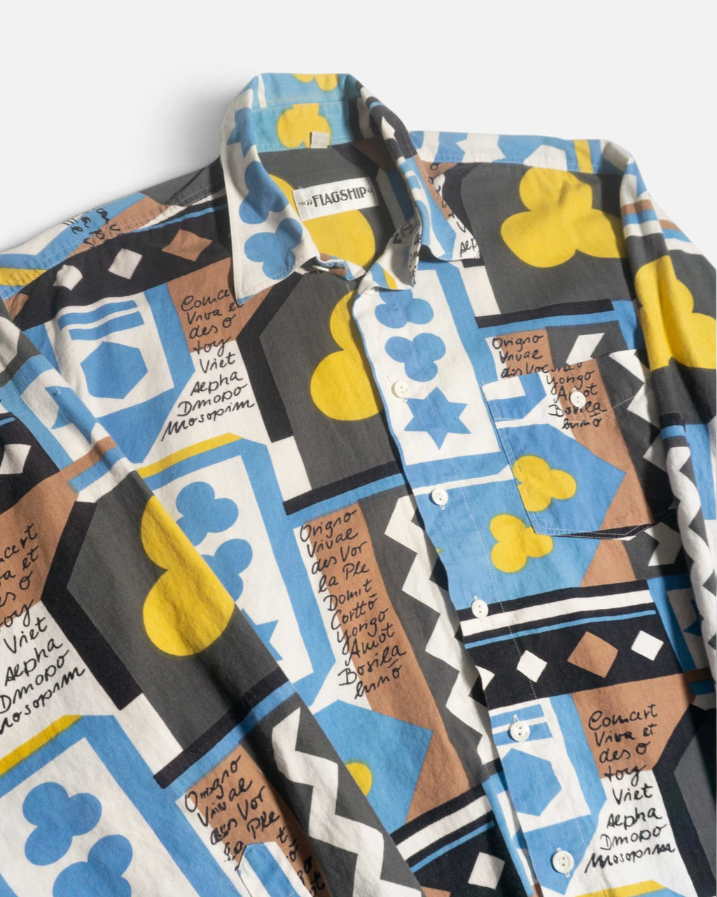 Camisa Abstracta Flagship Manga Larga Vintage — Talla L
