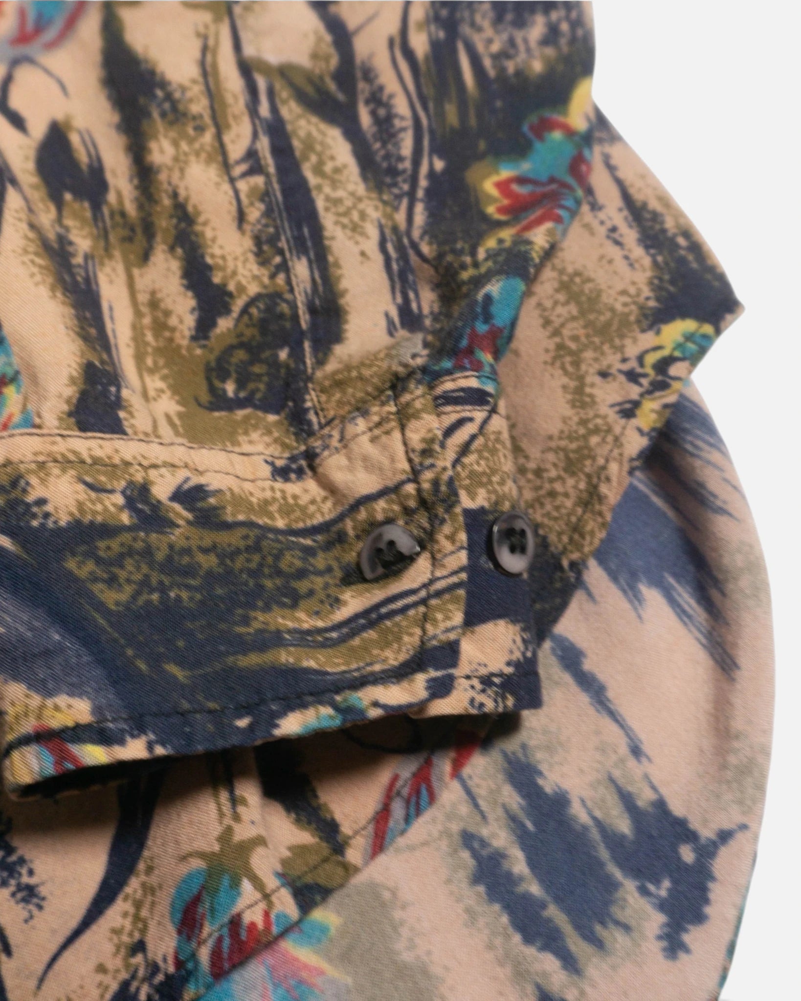 Camisa Floral Abstracta Manga Larga Vintage — Talla L